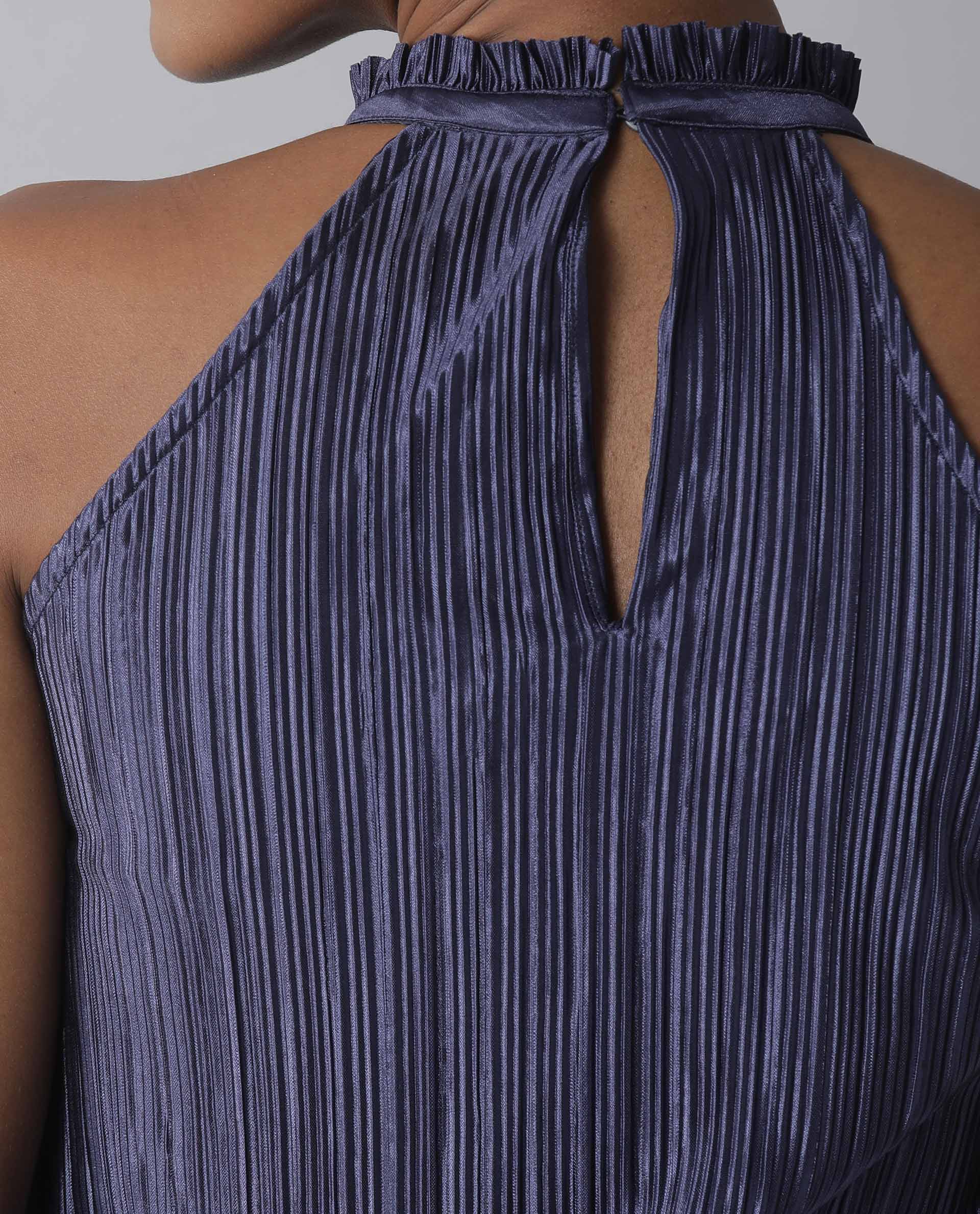 Rareism Womens Navy Sleeveless Halter Neck Top - Aahva - Image 4