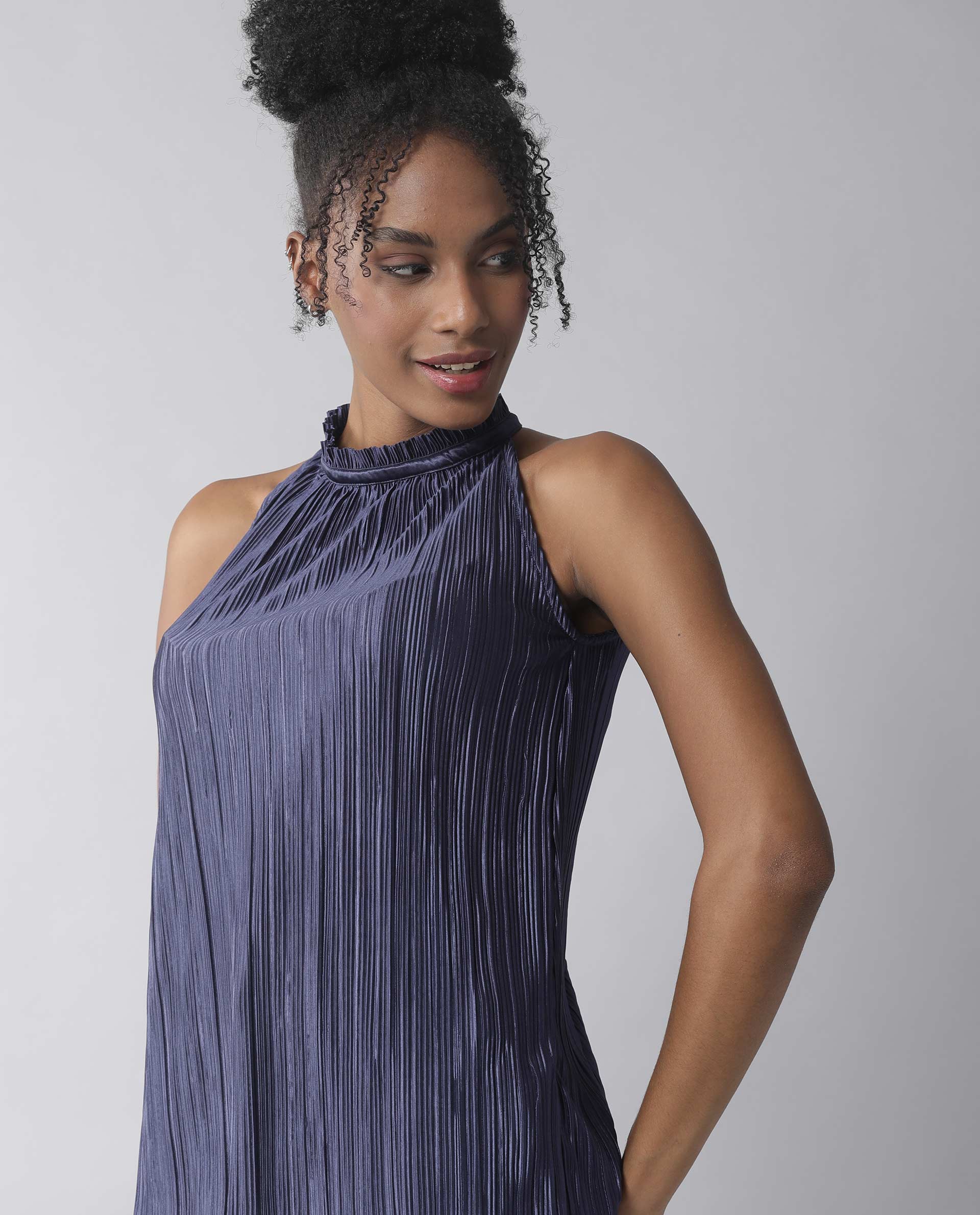 Rareism Womens Navy Sleeveless Halter Neck Top - Aahva - Image 6