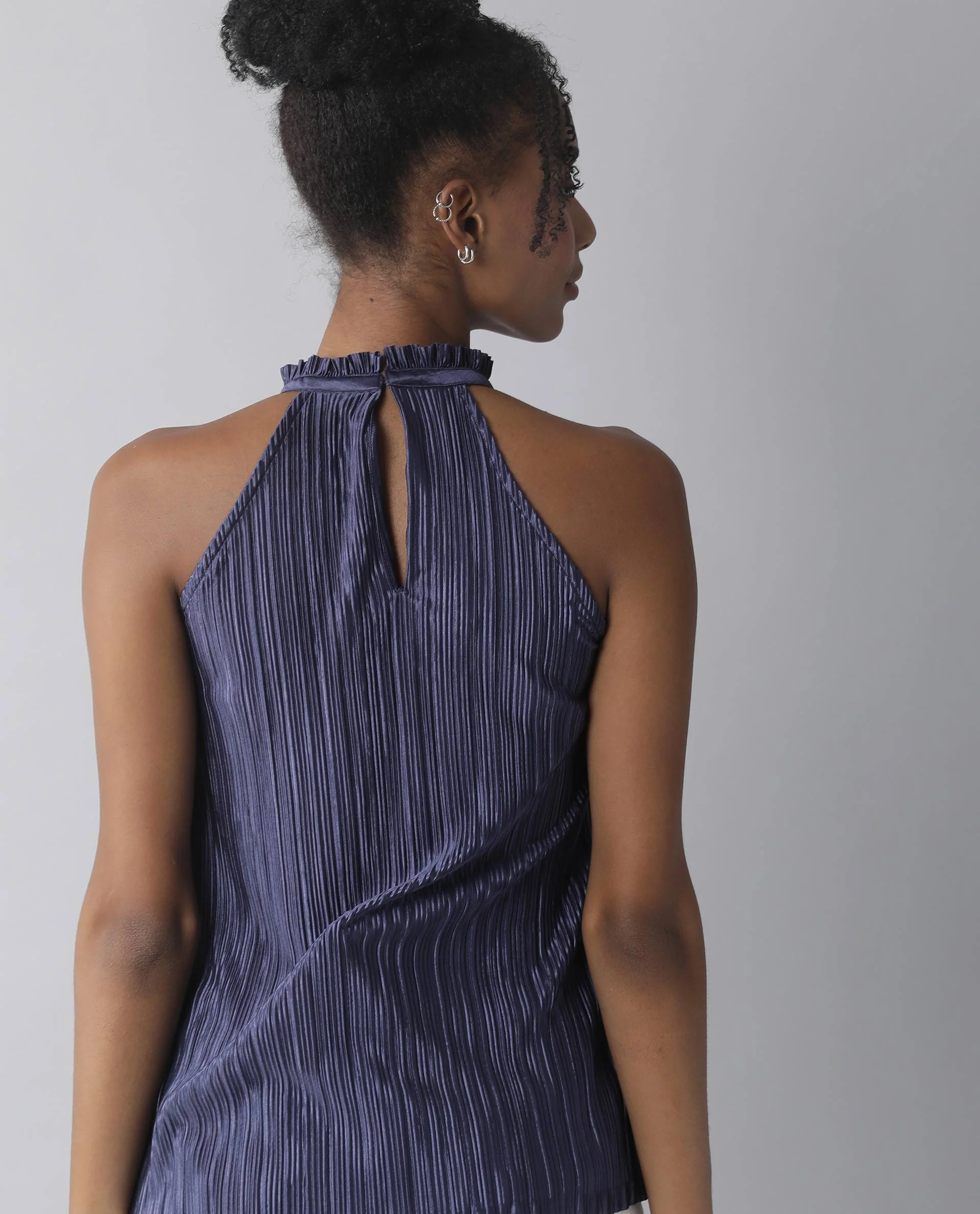 Rareism Womens Navy Sleeveless Halter Neck Top - Aahva - Image 7