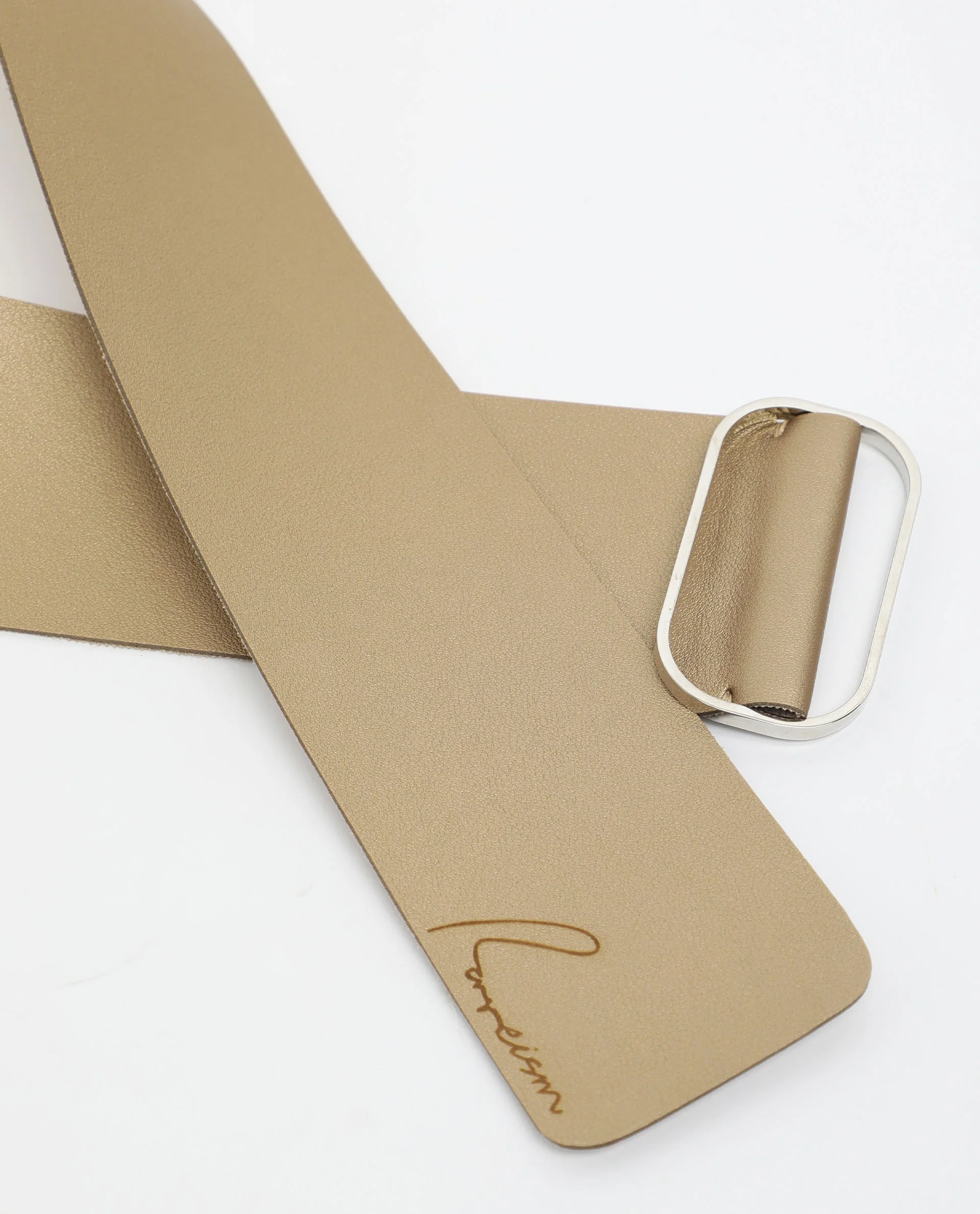 Rareism Women Abandon Light Gold Solid Leather Belt - Image 3