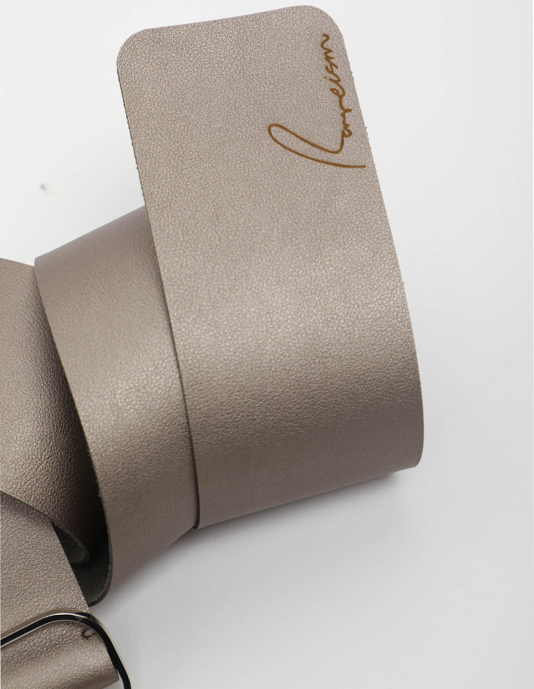 Rareism Women Abandon Metalic Grey Solid Leather Belt - Image 2