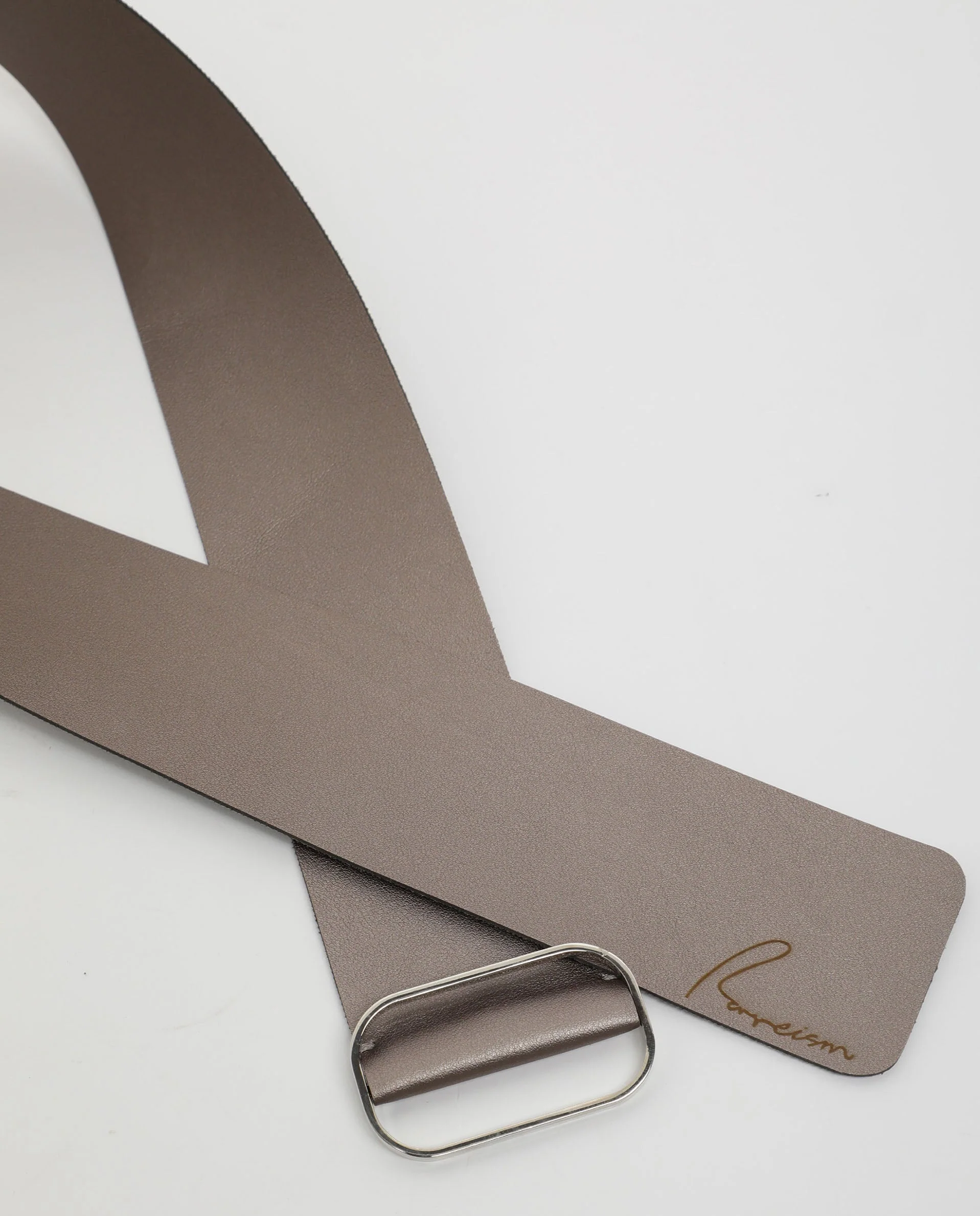 Rareism Women Abandon Metalic Grey Solid Leather Belt - Image 3