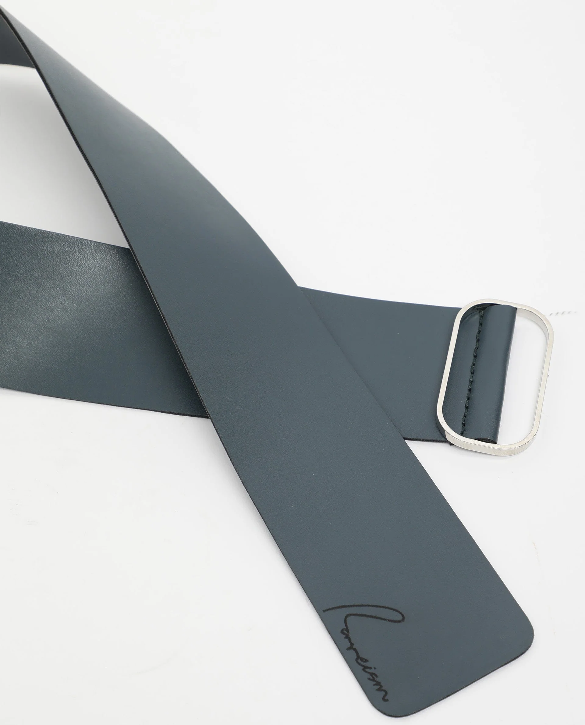 Rareism Women Abandon Dark Teal Solid Leather Belt - Image 3