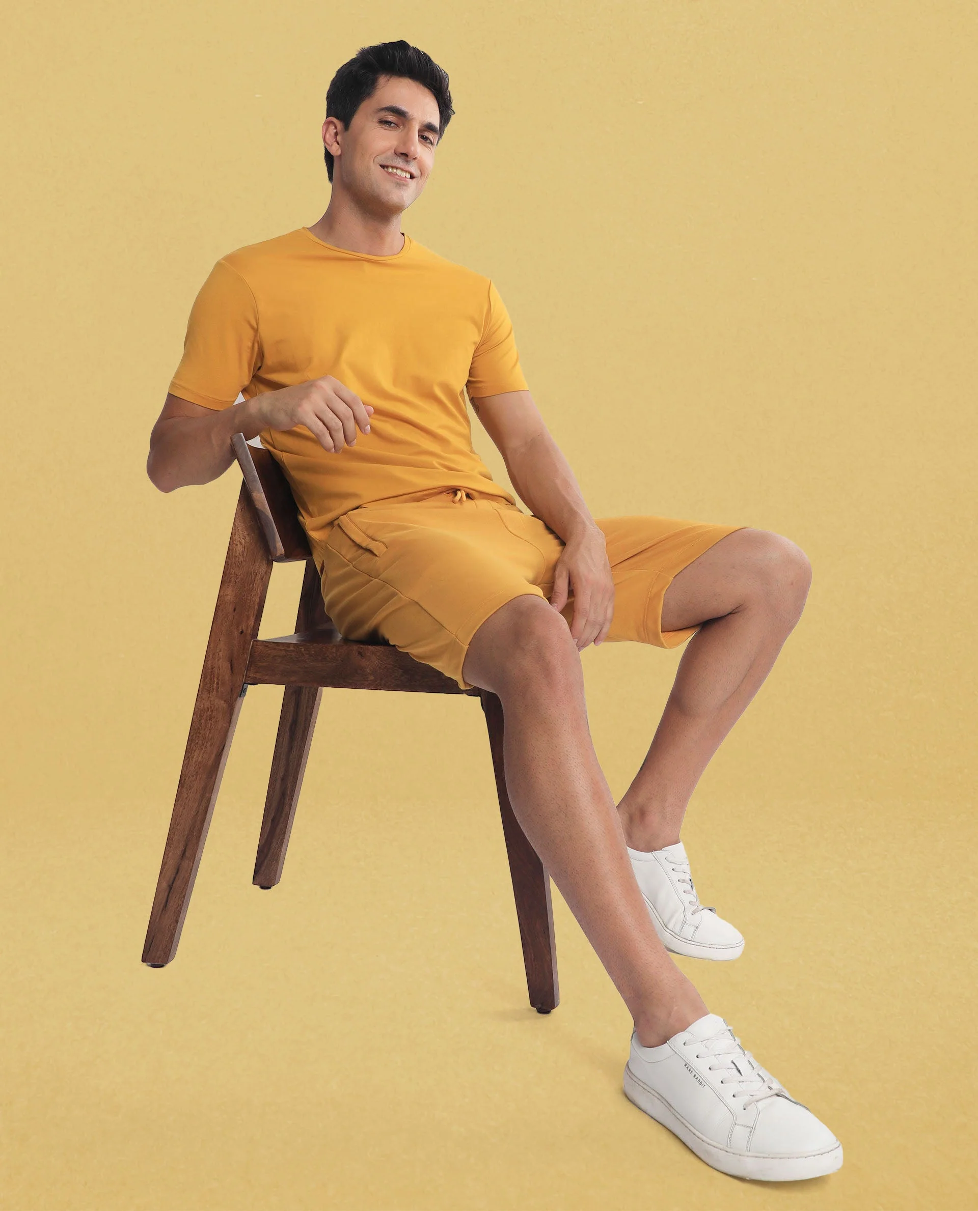 Rare Rabbit Men's Abbys French Mustard Plain Shorts - Image 10