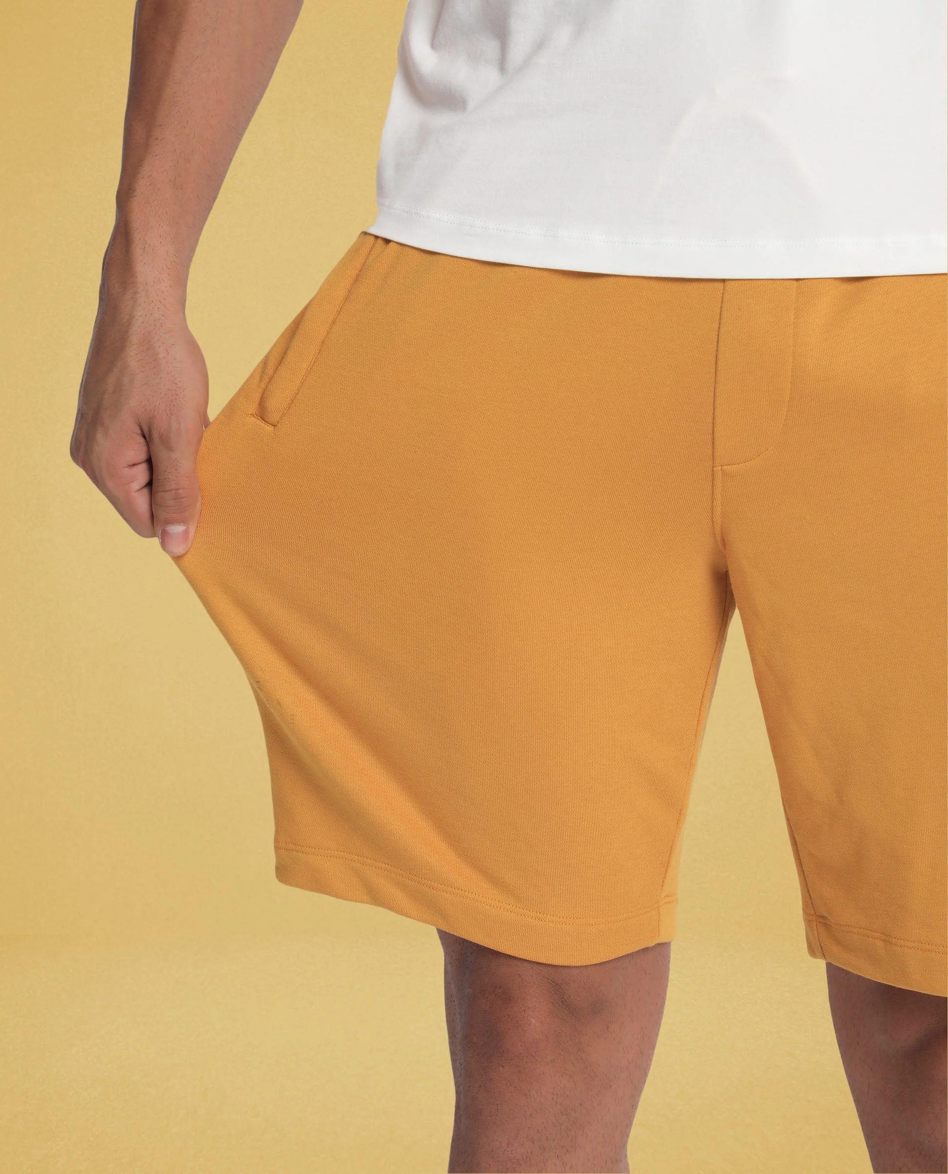 Rare Rabbit Men's Abbys French Mustard Plain Shorts - Image 5