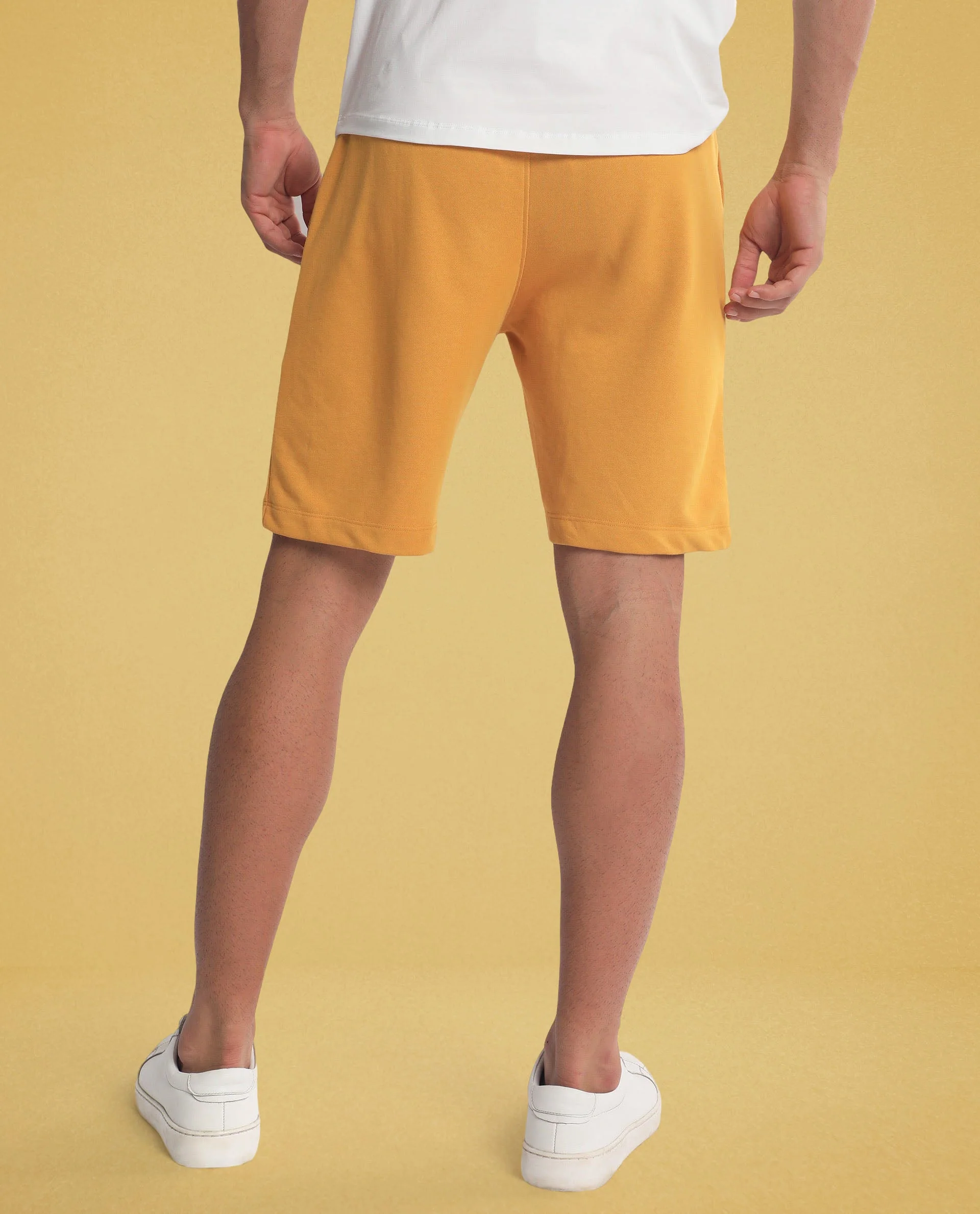 Rare Rabbit Men's Abbys French Mustard Plain Shorts - Image 8