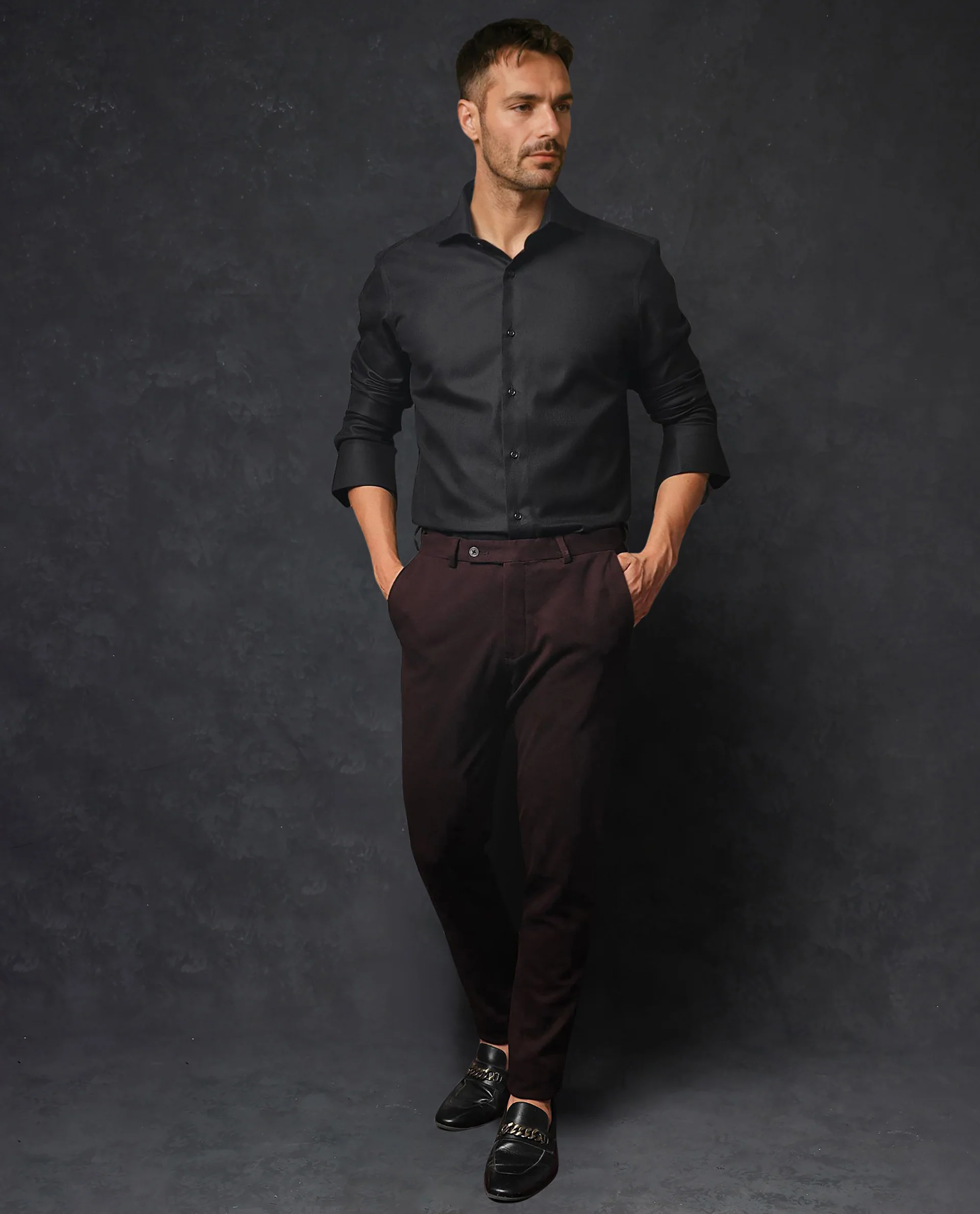 Rare Rabbit Men's Abella Black Cotton Plain Regular Fit Full Sleeve Collared Shirt - Image 2