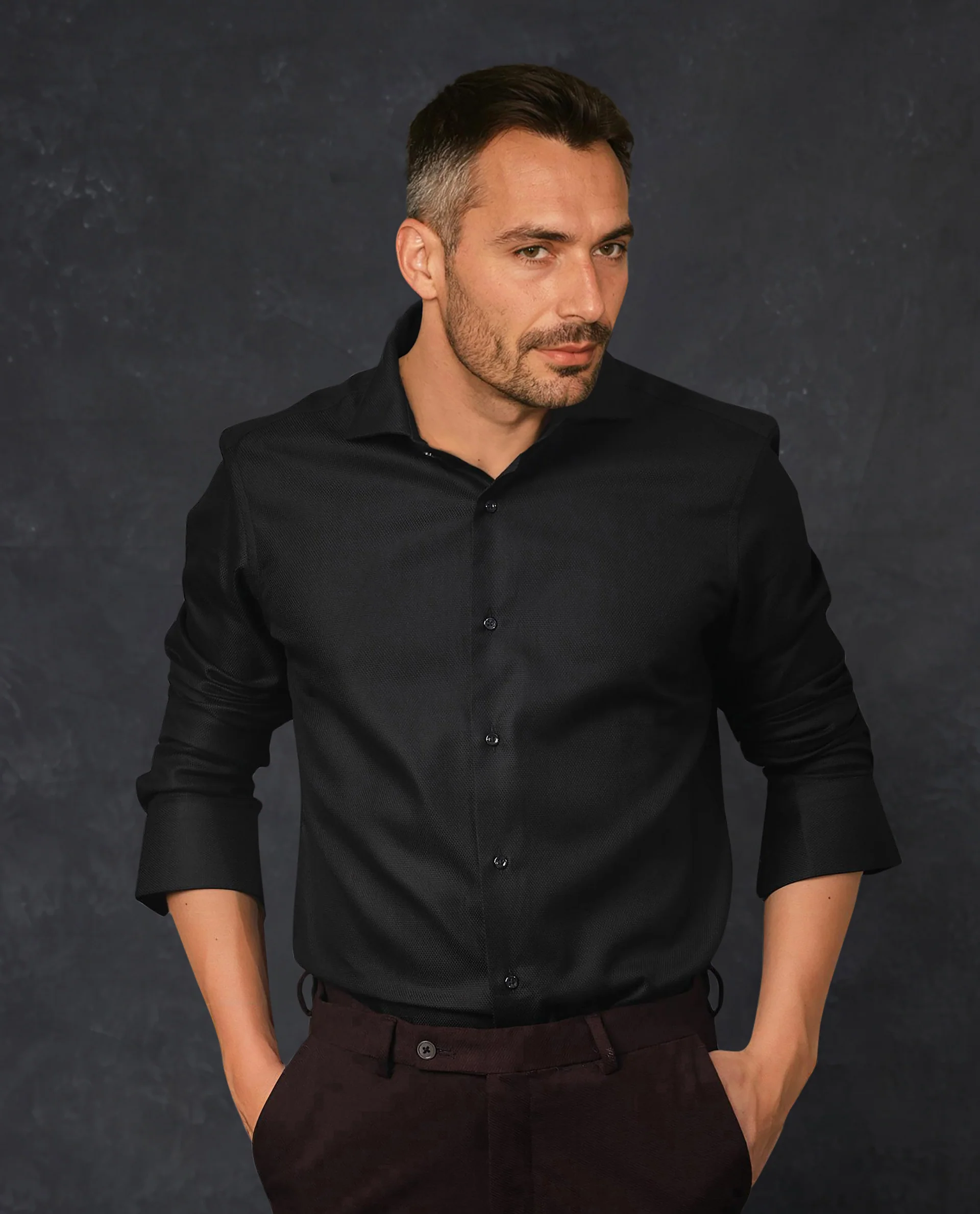 Rare Rabbit Men's Abella Black Cotton Plain Regular Fit Full Sleeve Collared Shirt - Image 8