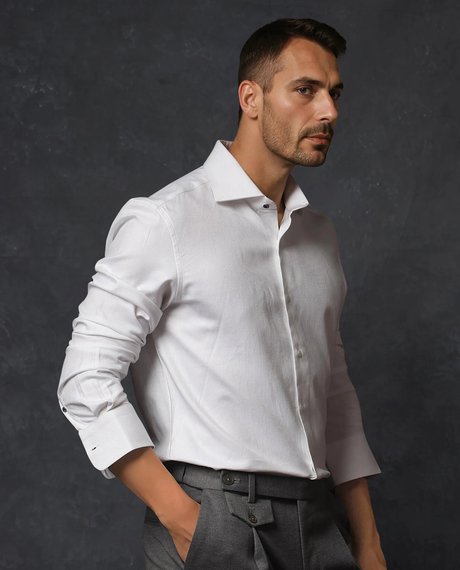 Rare Rabbit Men's Abella White Cotton Plain Regular Fit Full Sleeve Collared Shirt - Image 3