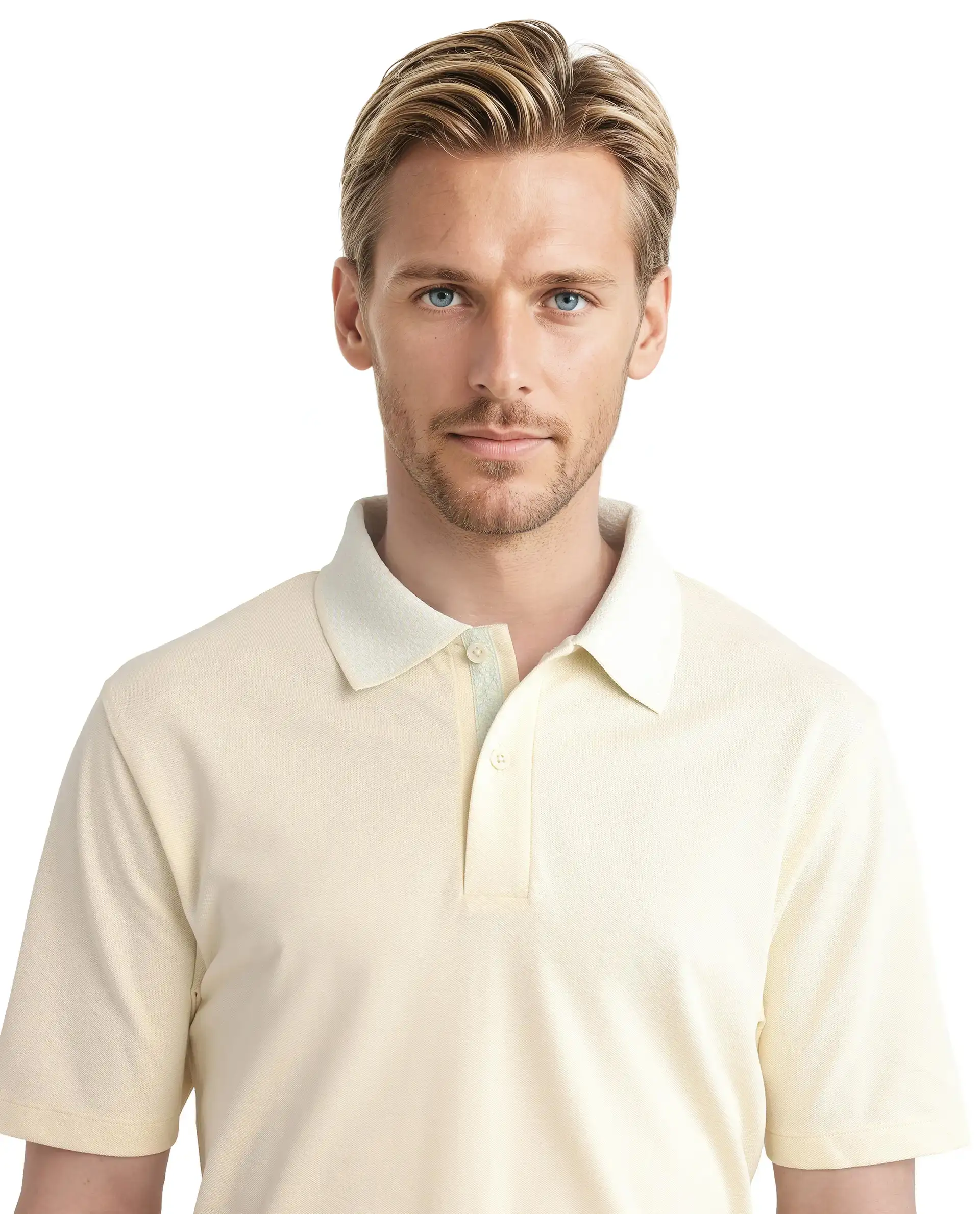 Rare Rabbit Men's Abit Light Yellow Cotton Blend Plain Regular Fit Half Sleeve Polo - Image 7