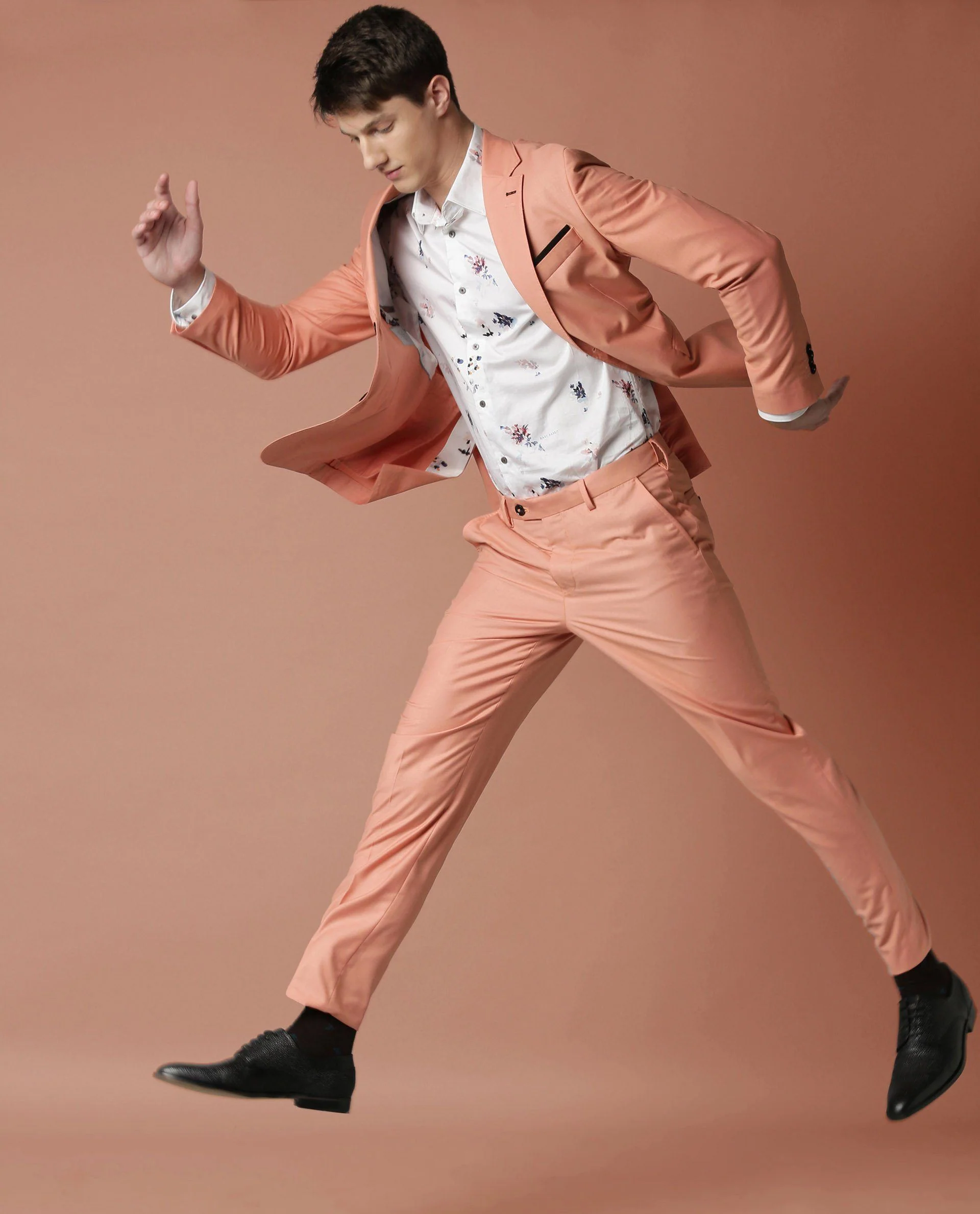 Rare Rabbit Men's Ablaze Peach Polyester Tailored Fit Full Sleeve Lapel Neck Blazer - Image 2