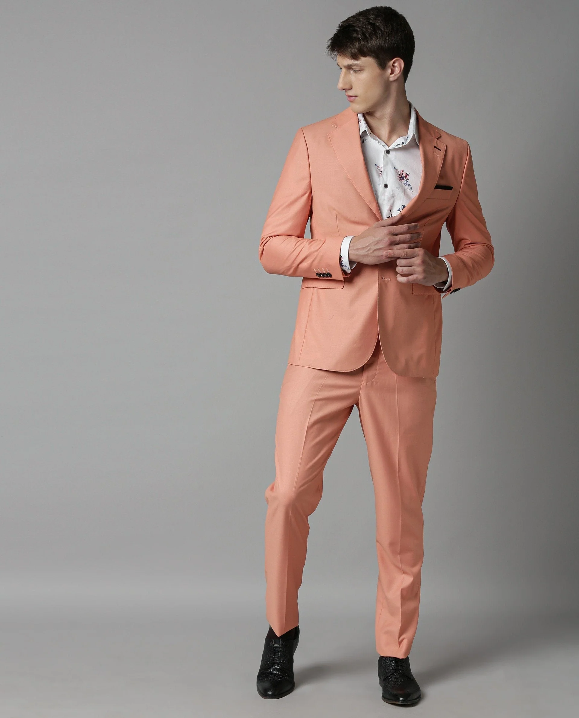 Rare Rabbit Men's Ablaze Peach Polyester Tailored Fit Full Sleeve Lapel Neck Blazer - Image 5
