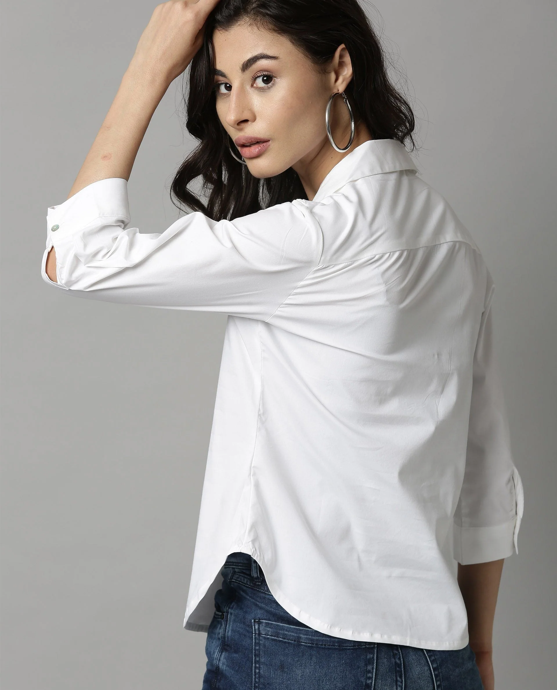 Rareism Women Abode White Top Short Sleeves Solid - Image 4