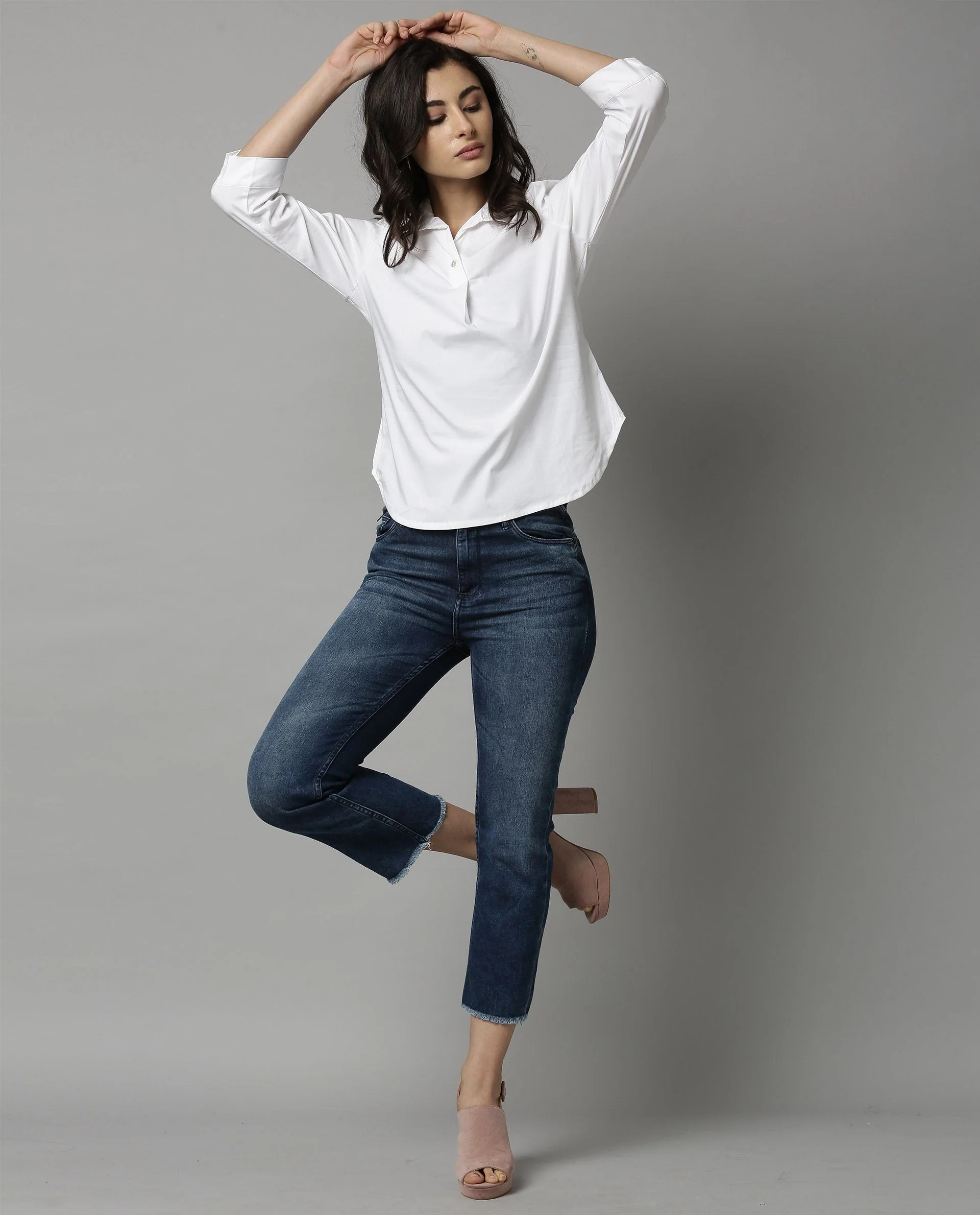 Rareism Women Abode White Top Short Sleeves Solid - Image 5