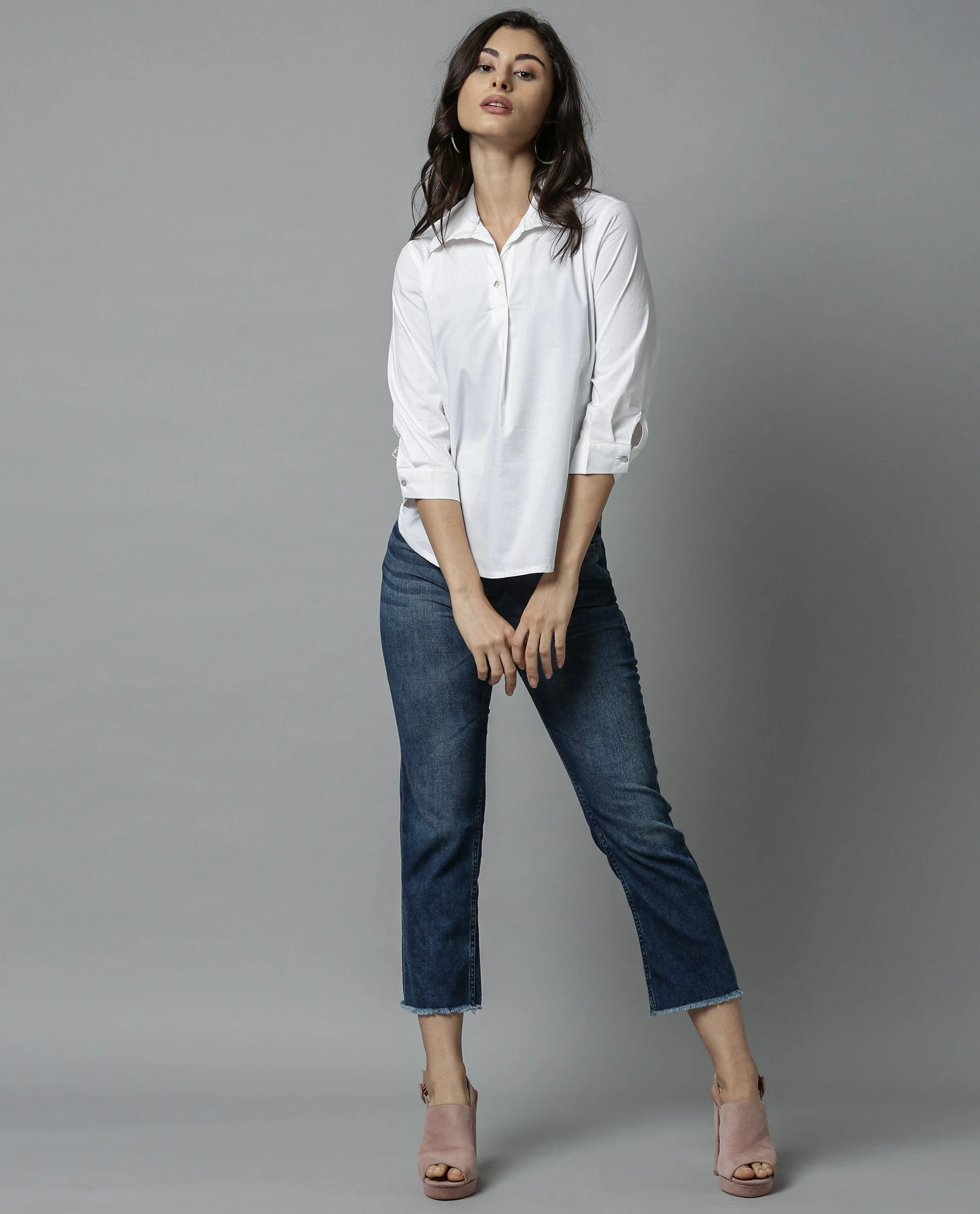 Rareism Women Abode White Top Short Sleeves Solid - Image 8