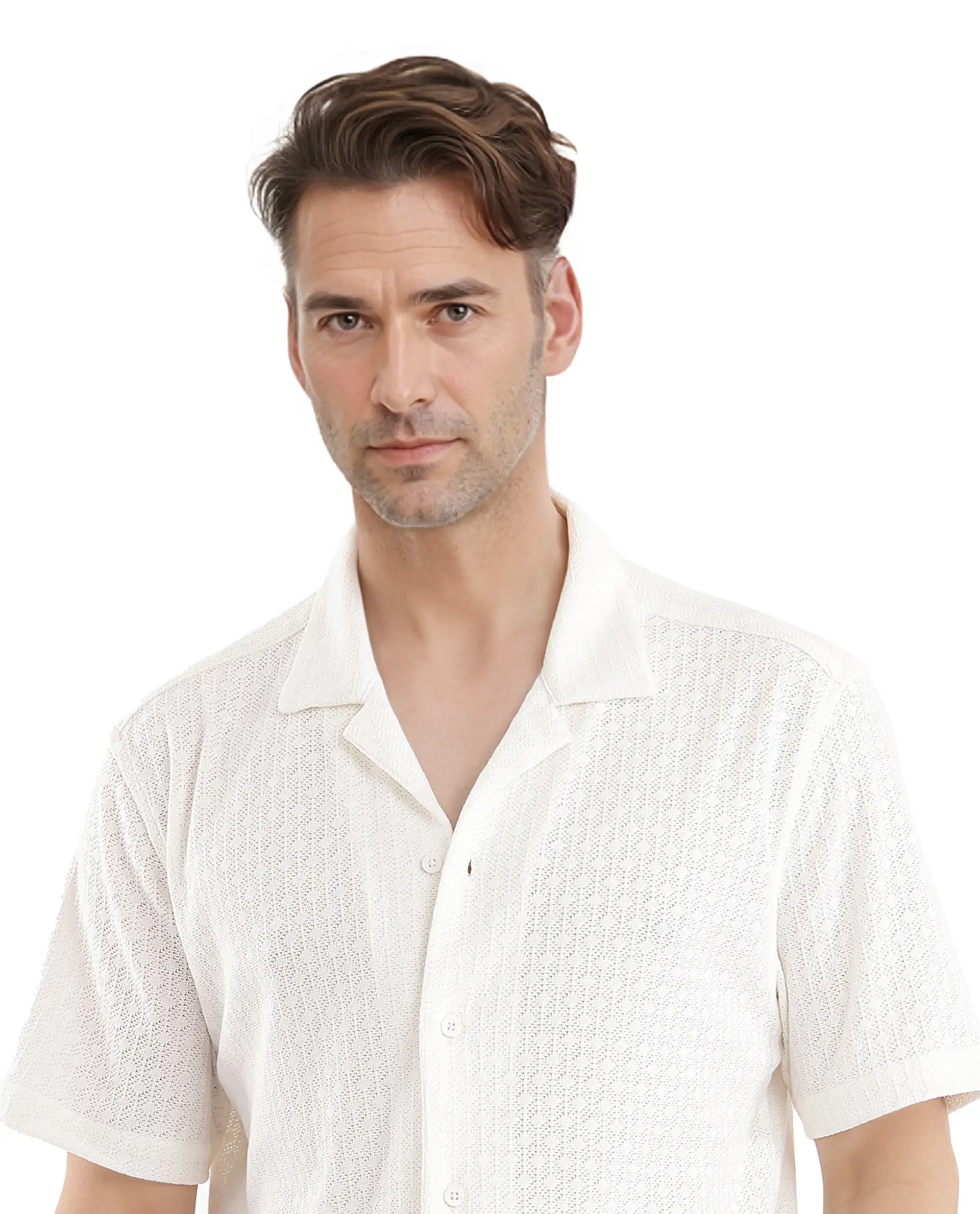 Rare Rabbit Men's Abuj Off White Cotton Blend Plain Boxy Fit Half Sleeve Cuban Collar Shirt - Image 5