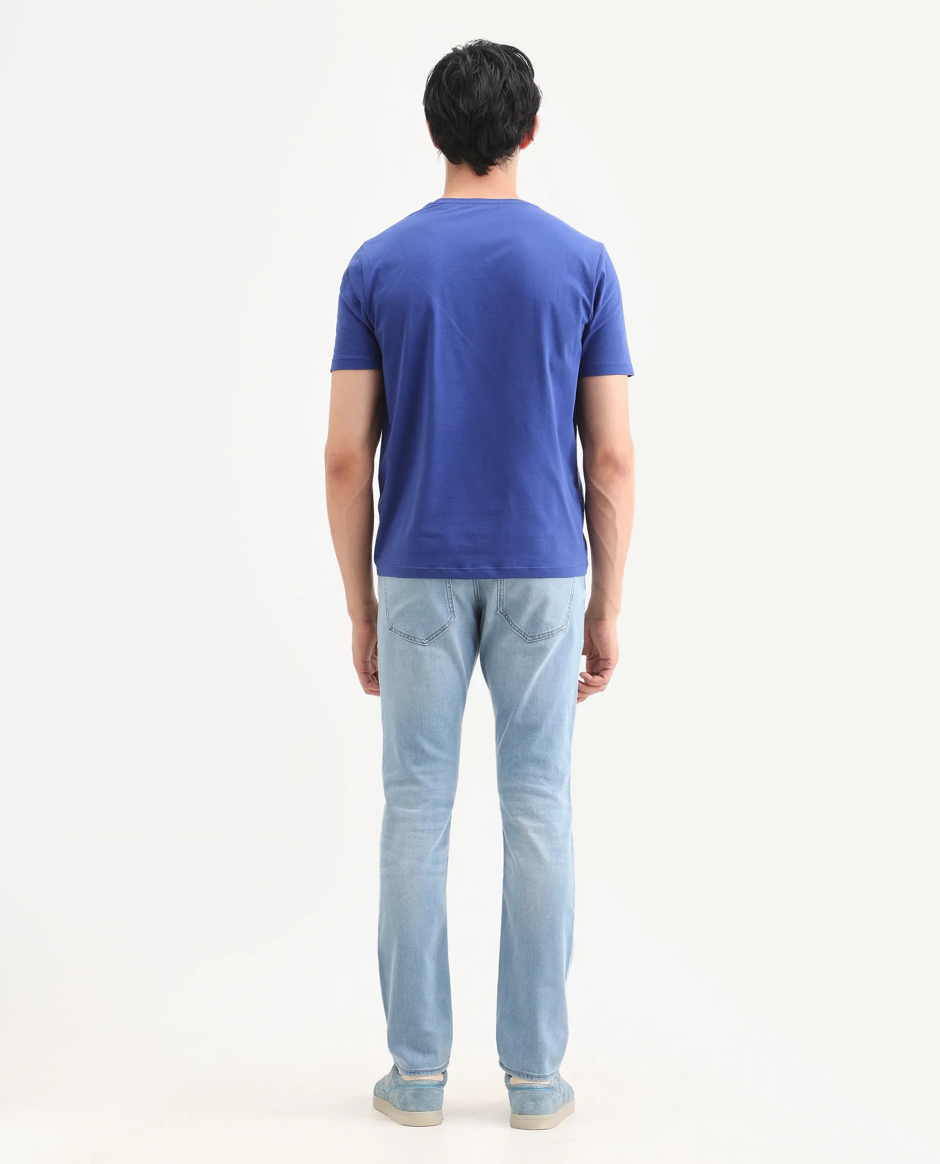 Rare Rabbit Men's Aby Light Blue Cotton Blend Fabric Hawk Slim Fit Plain Jeans - Image 8