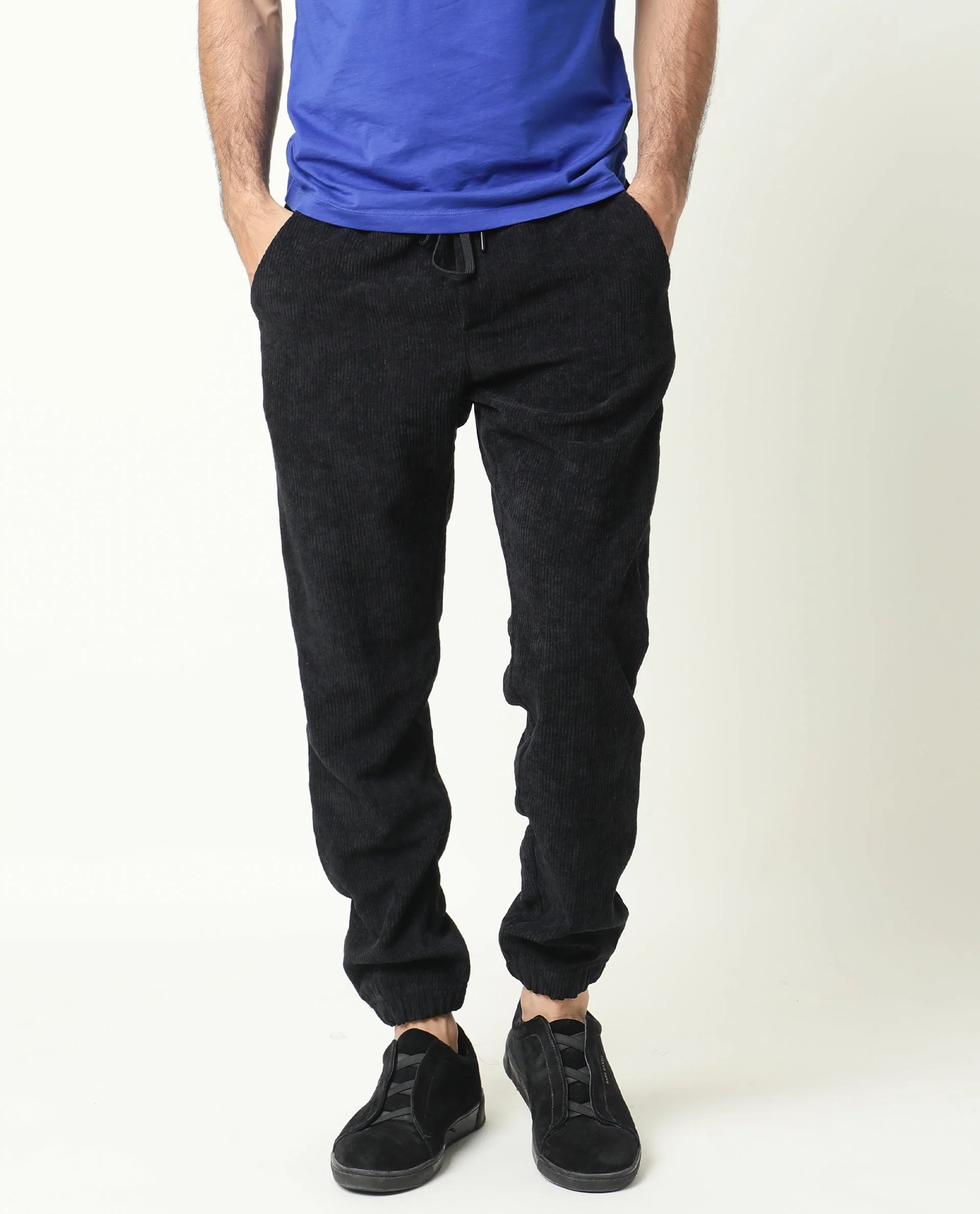 Rare Rabbit Men's Acro Black Plain Regular Fit Trouser - Image 2