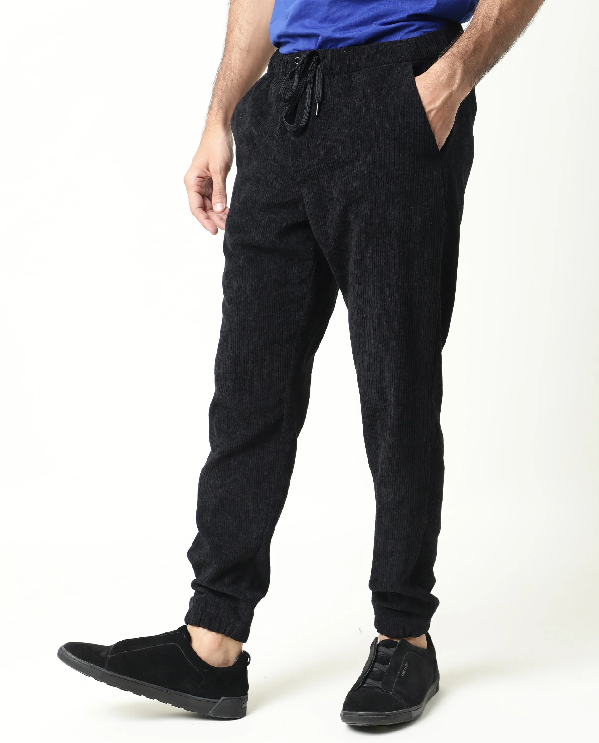 Rare Rabbit Men's Acro Black Plain Regular Fit Trouser - Image 5