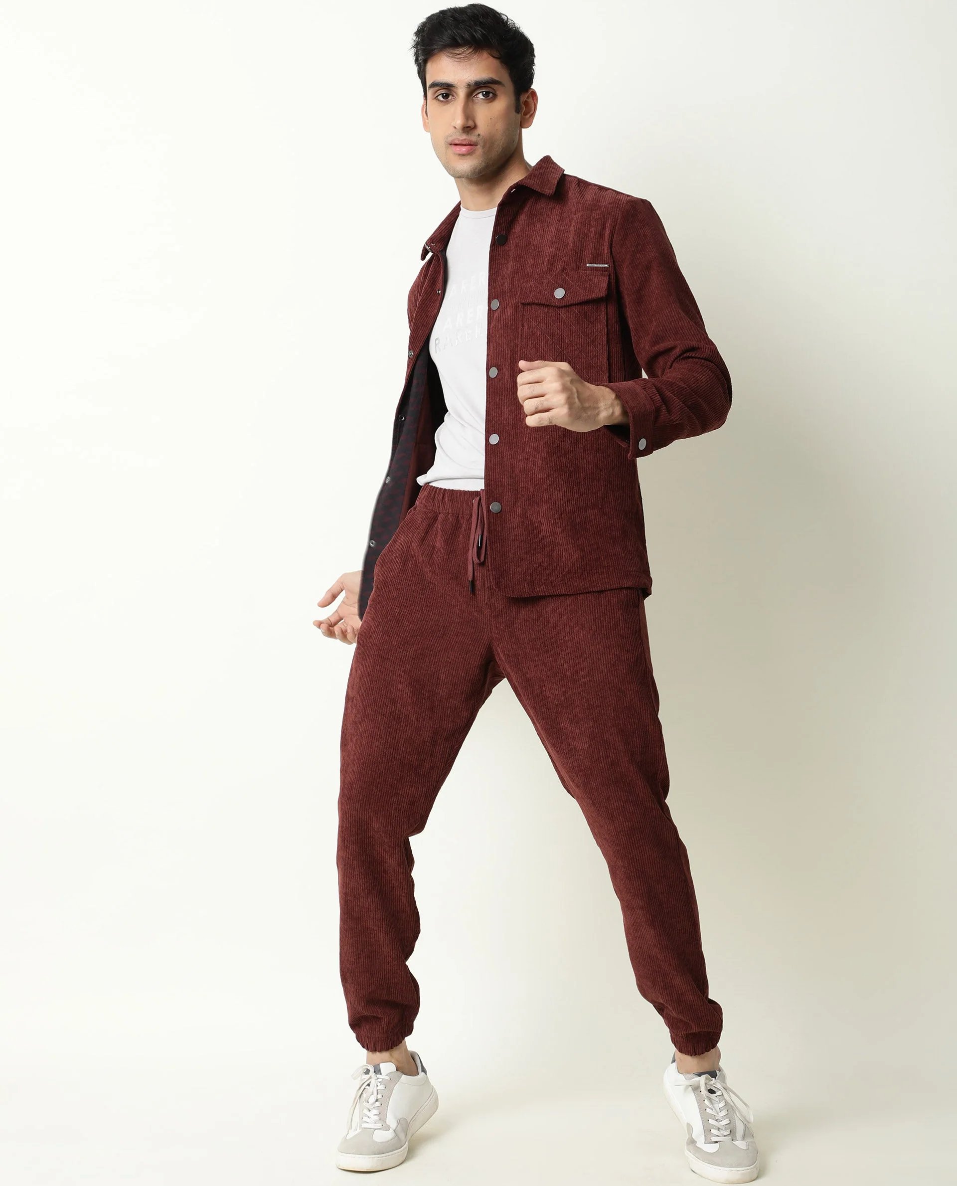 Rare Rabbit Men's Acro Dark Maroon Plain Regular Fit Trouser - Image 2