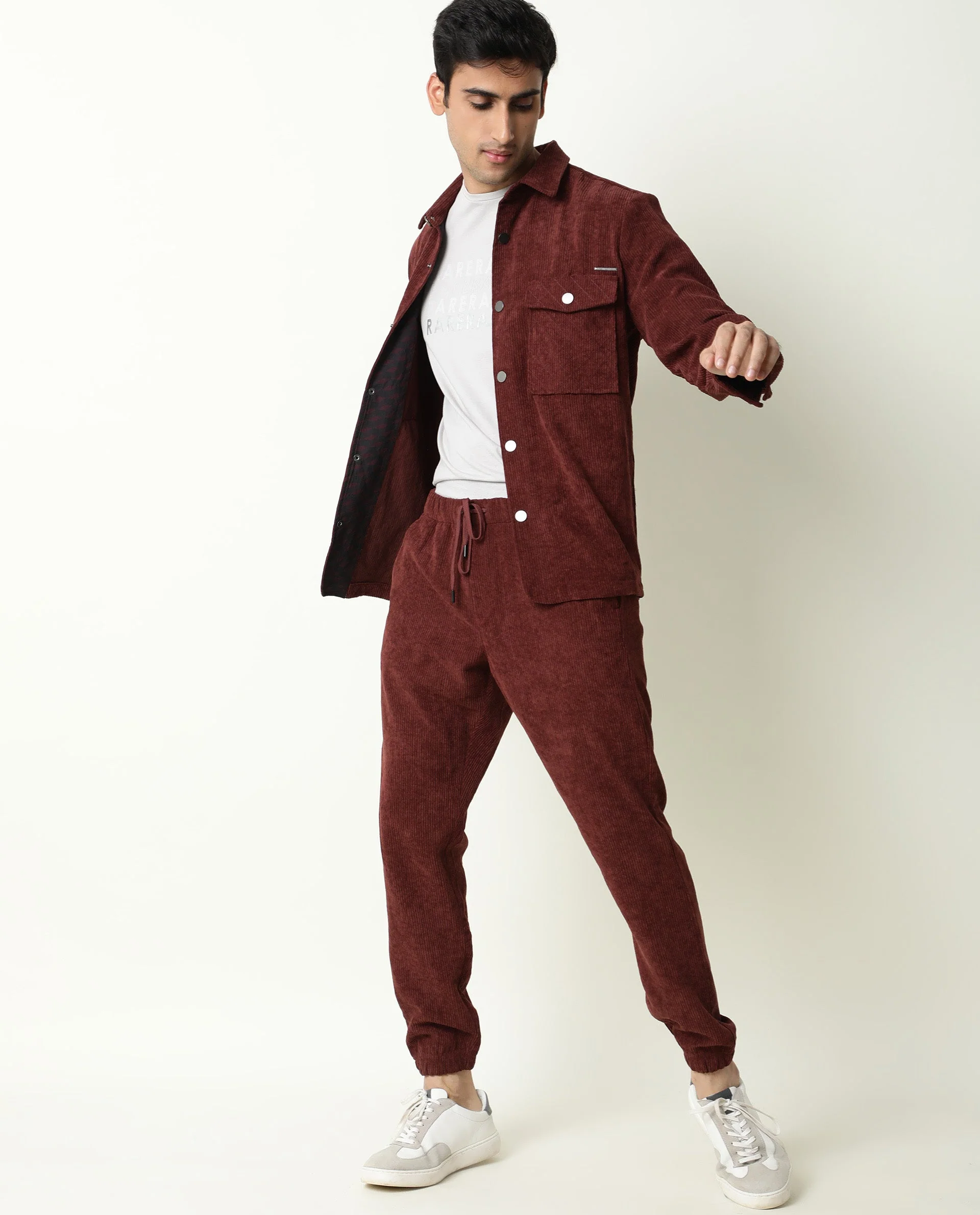 Rare Rabbit Men's Acro Dark Maroon Plain Regular Fit Trouser - Image 4