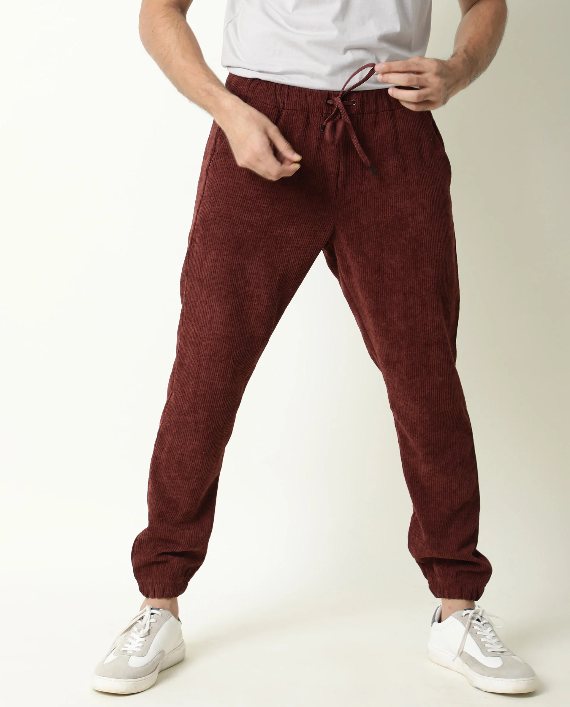 Rare Rabbit Men's Acro Dark Maroon Plain Regular Fit Trouser - Image 5