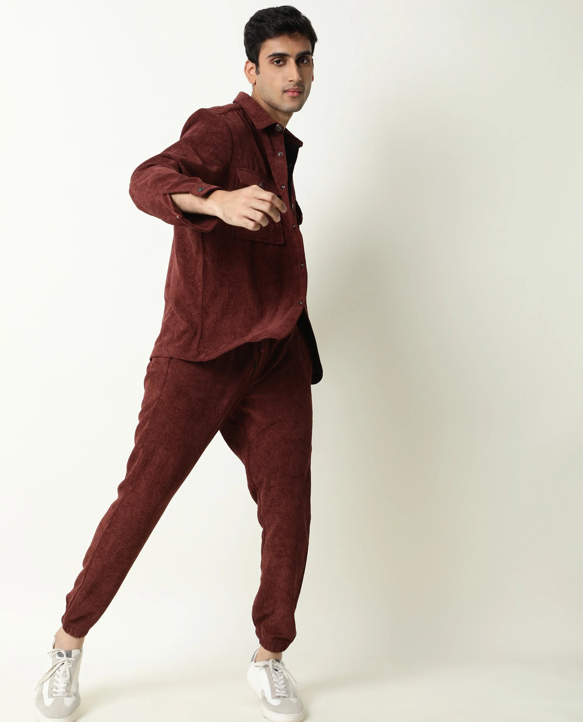 Rare Rabbit Men's Acro Dark Maroon Plain Regular Fit Trouser - Image 6