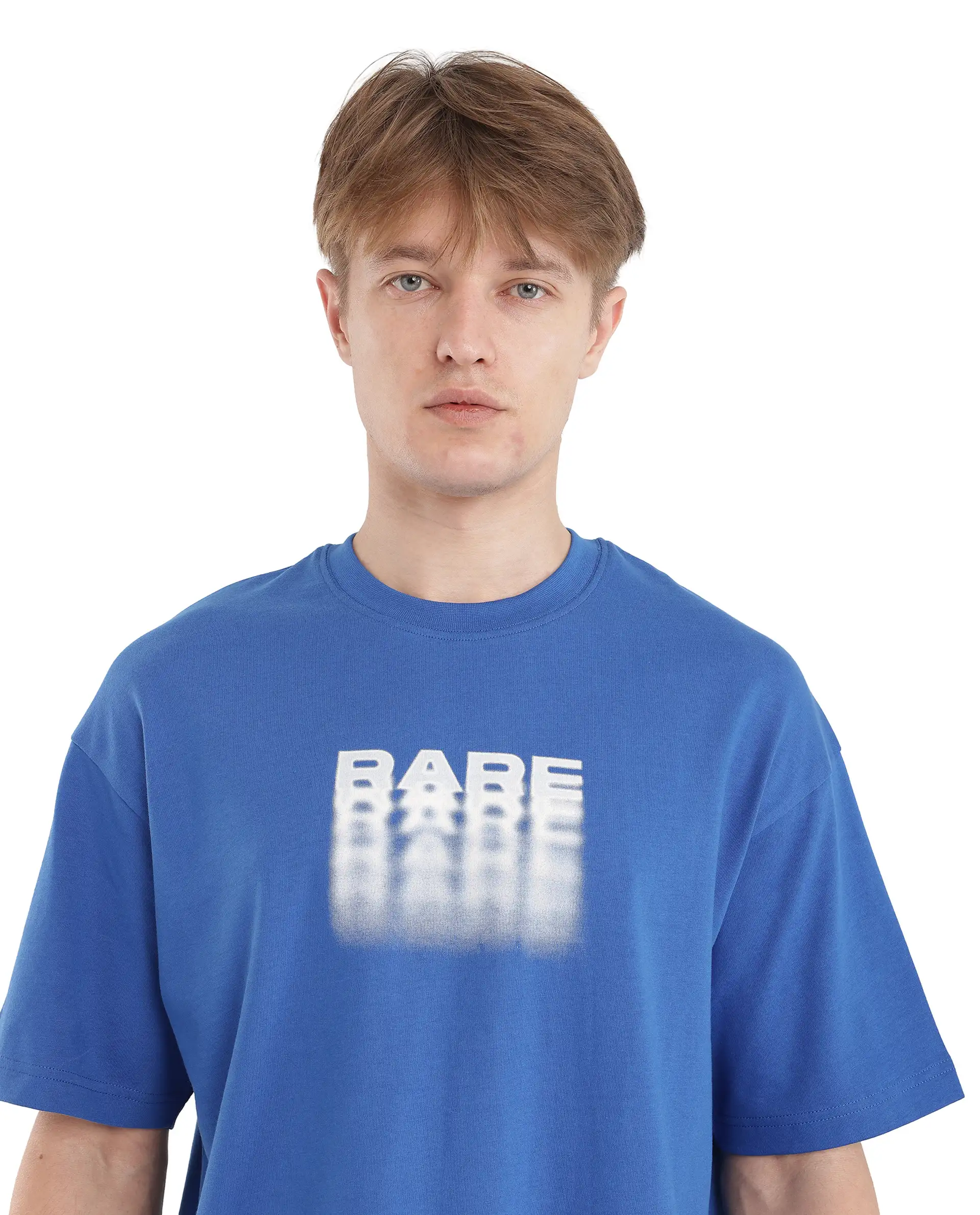 Rare Rabbit Men's Act Dark Blue Cotton Graphic Print Oversized Fit Half Sleeve Crew Neck T-Shirt - Image 8