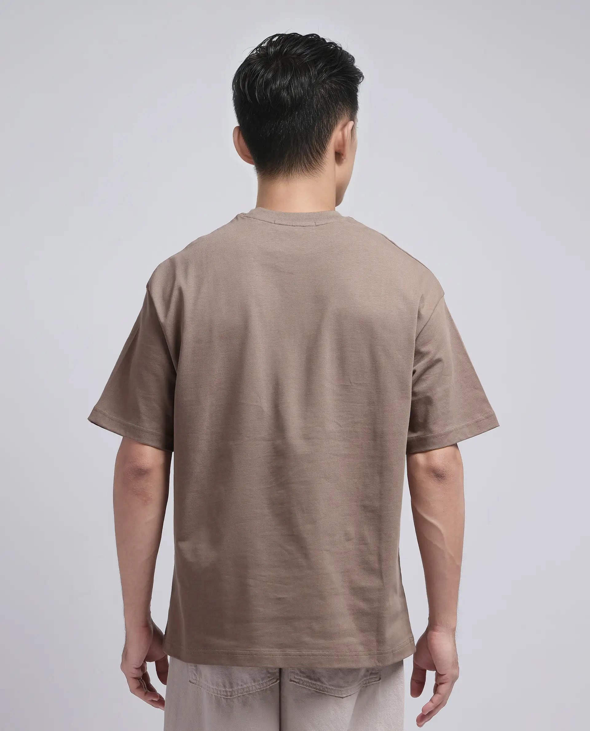 Rare Rabbit Men's Act Dusky Grey Cotton Graphic Print Oversized Fit Half Sleeve Crew Neck T-Shirt - Image 4