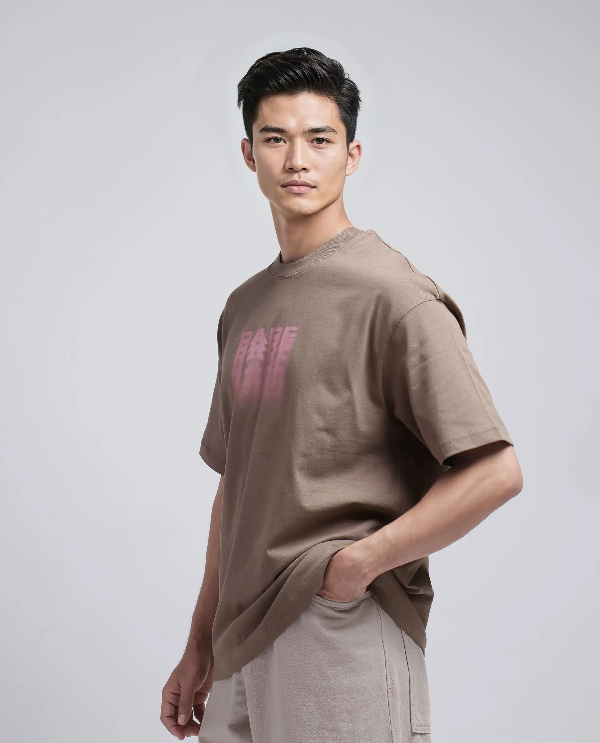 Rare Rabbit Men's Act Dusky Grey Cotton Graphic Print Oversized Fit Half Sleeve Crew Neck T-Shirt - Image 6