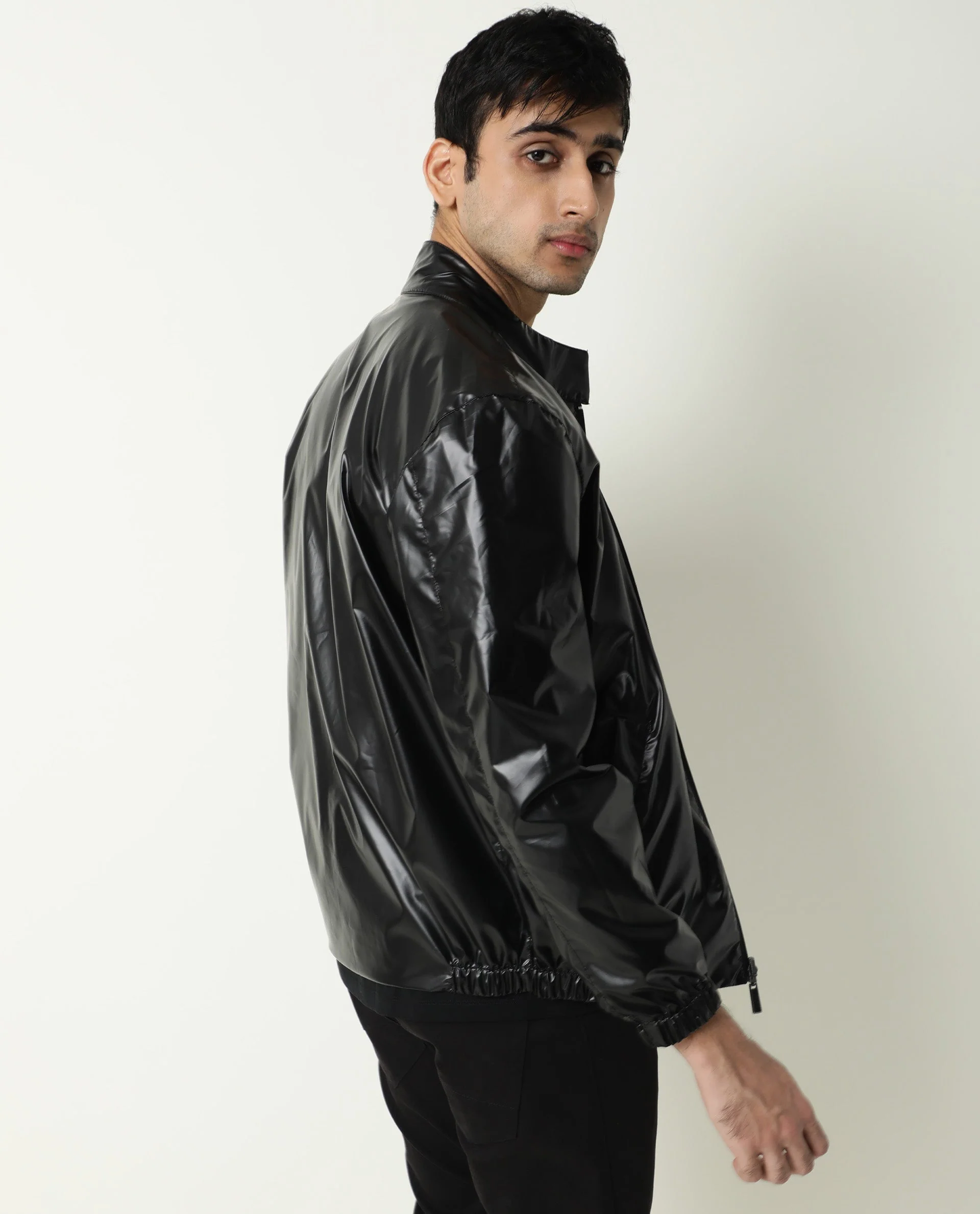 Rare Rabbit Men's Adam Gold Polyester Plain Regular Fit Full Sleeve Mandarin Collar Jacket - Image 4