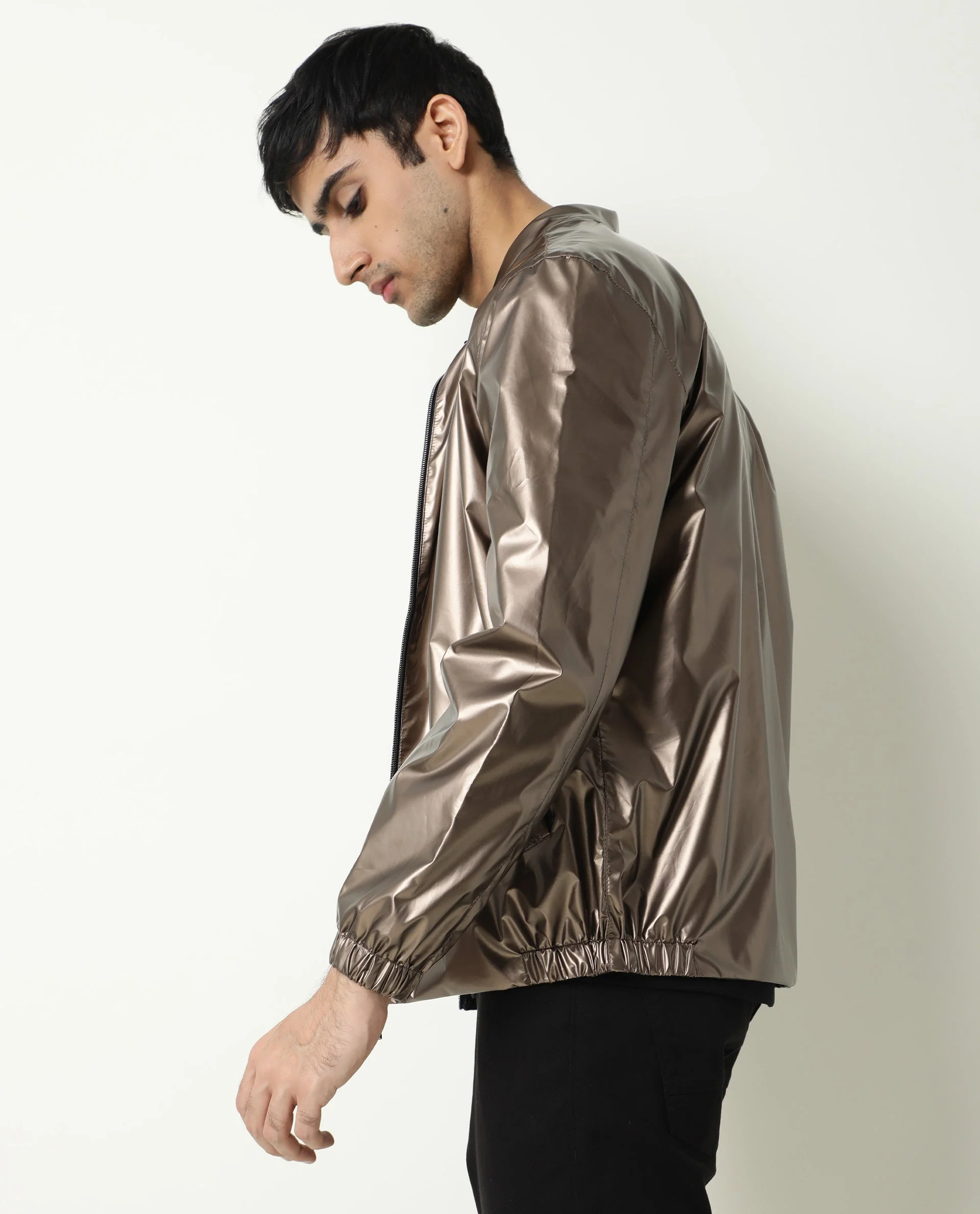 Rare Rabbit Men's Adam Gold Polyester Plain Regular Fit Full Sleeve Mandarin Collar Jacket - Image 7