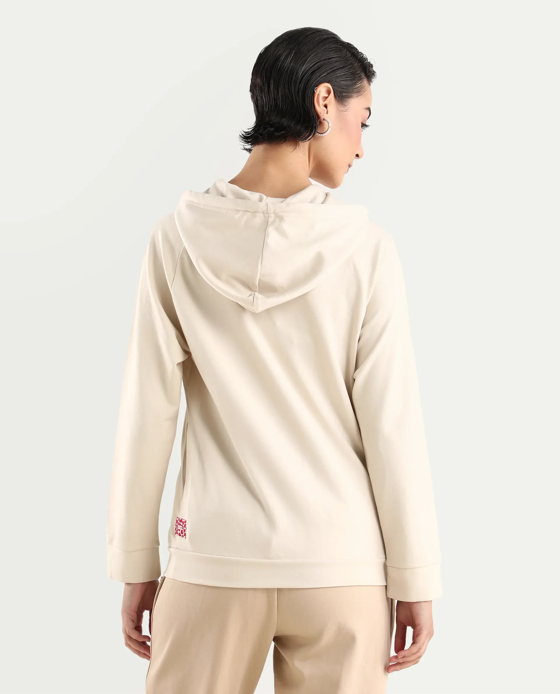 Rareism Women's Adani Off White Modal Blend Hooded Plain Relaxed Fit Sweatshirt - Image 10