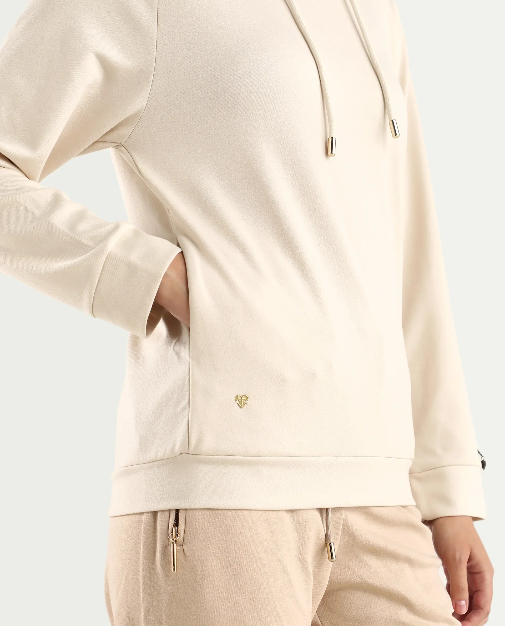 Rareism Women's Adani Off White Modal Blend Hooded Plain Relaxed Fit Sweatshirt - Image 7