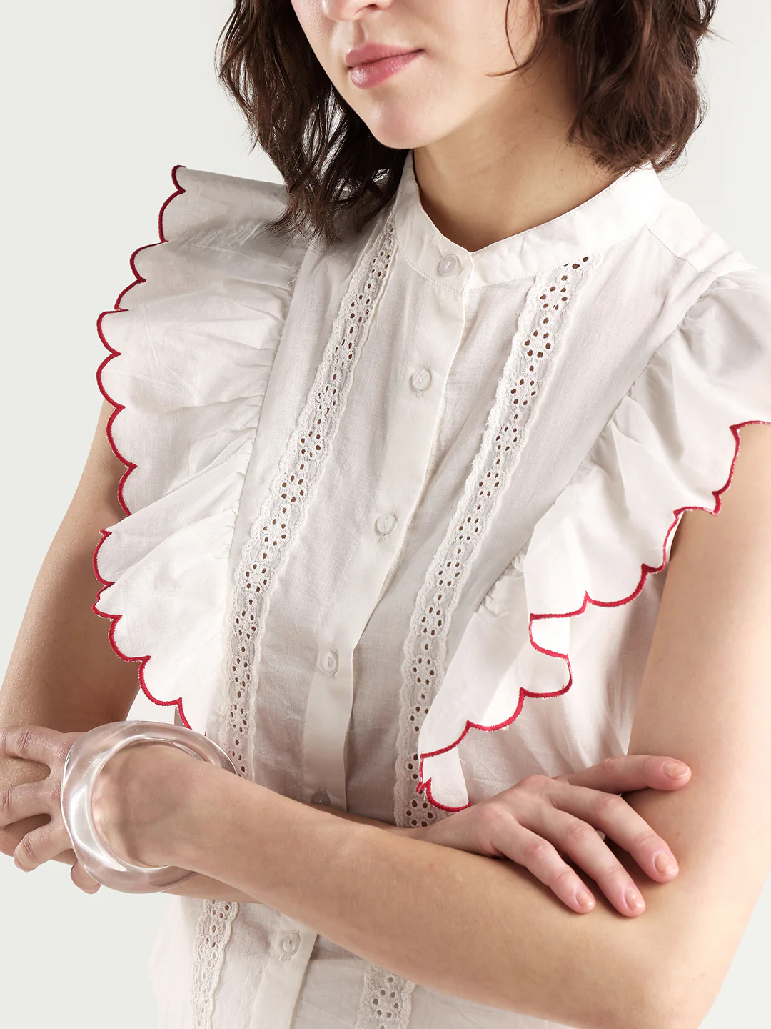 Rareism Women's Adaro Off White Cotton Half Sleeve Regular Fit Plain Top - Image 4