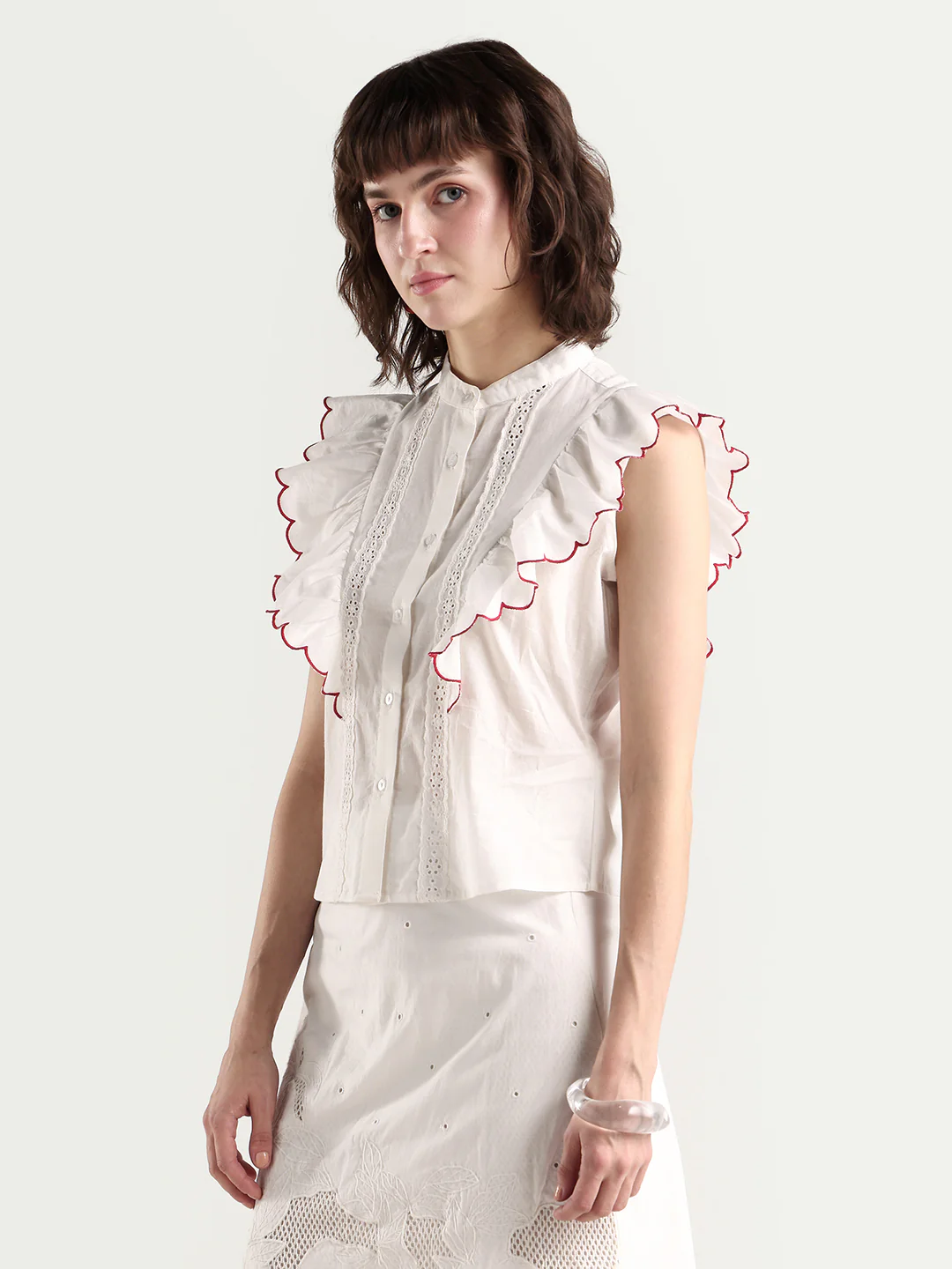 Rareism Women's Adaro Off White Cotton Half Sleeve Regular Fit Plain Top - Image 6