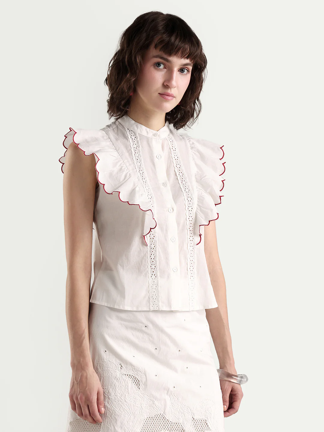 Rareism Women's Adaro Off White Cotton Half Sleeve Regular Fit Plain Top - Image 7