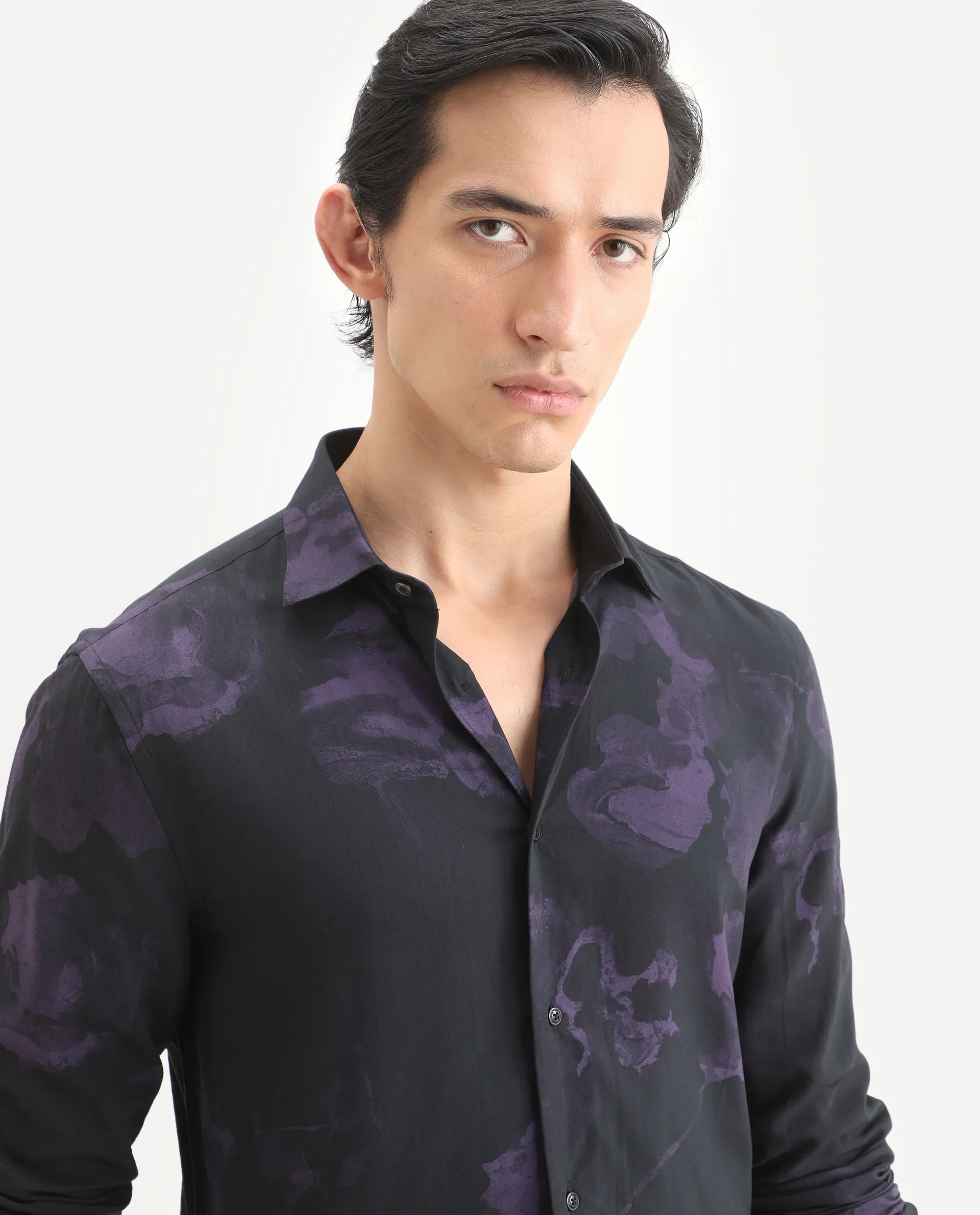 Rare Rabbit Men's Adel Black Viscose Fabric Collared Neck Regular Printed Shirt - Image 7