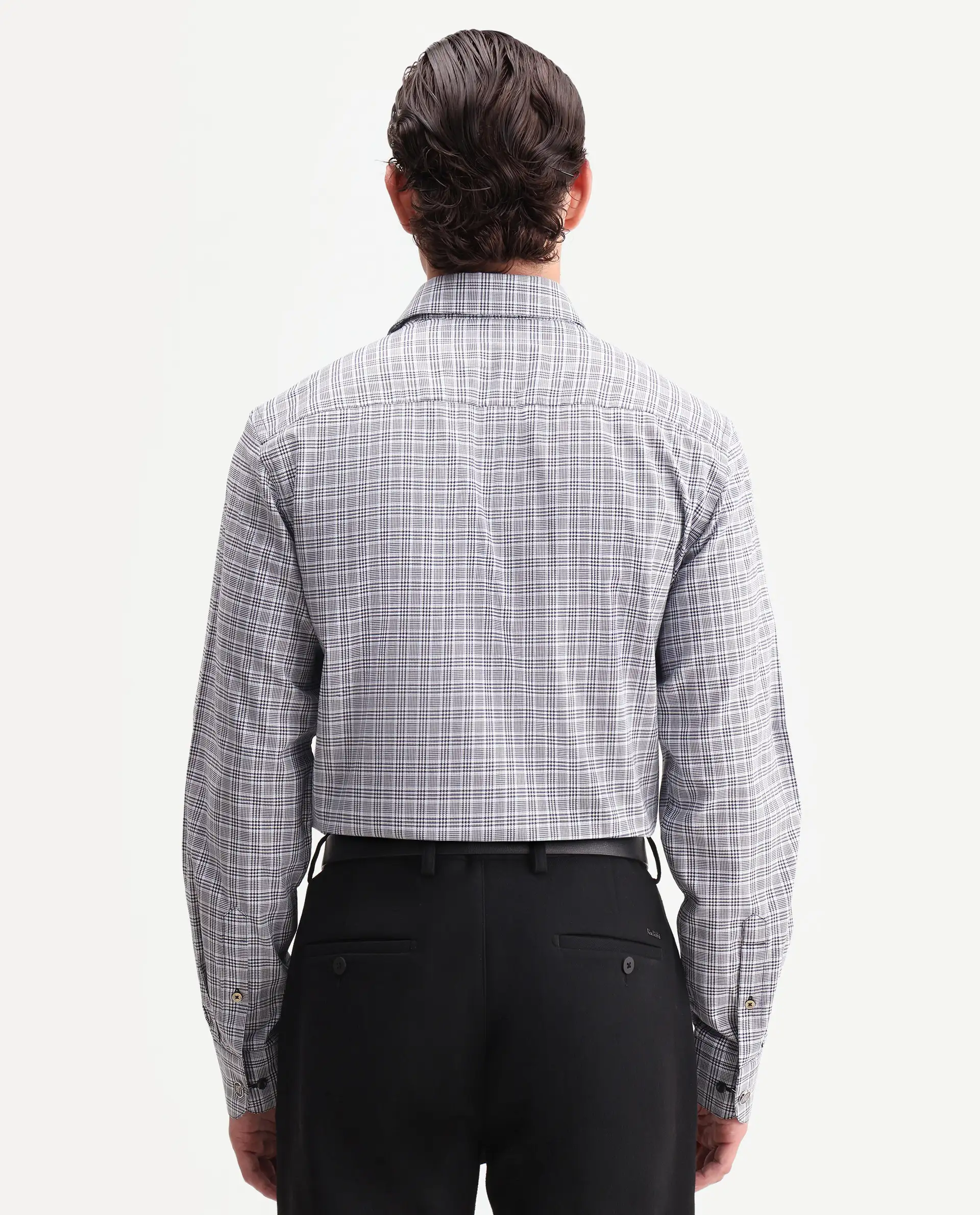Rare Rabbit Men's Adel Navy Cotton Fabric Full Sleeve Spread Collar Button Regular Checked Shirt - Image 7