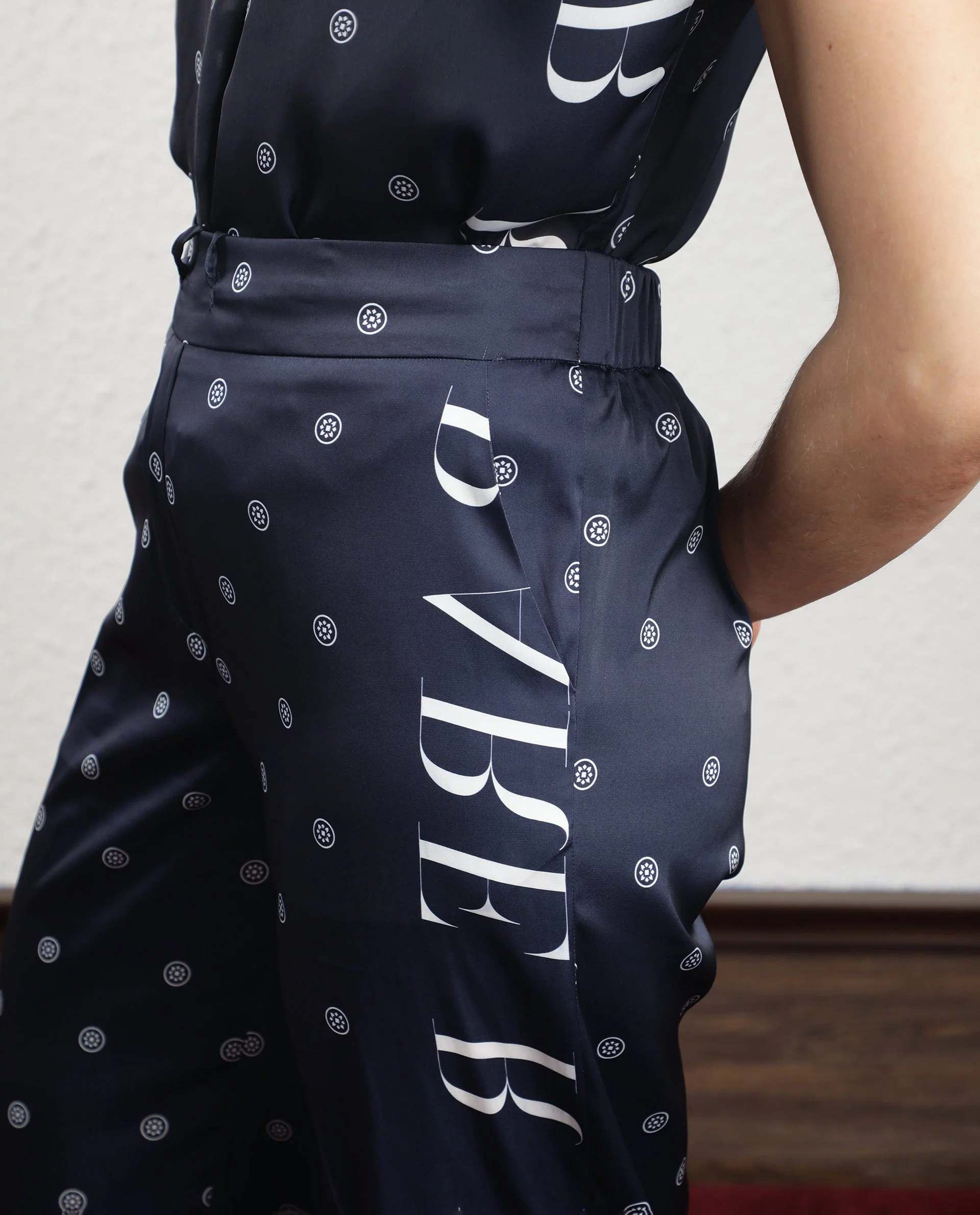 Rareism Women's Adelie Navy Polyester Polka Print Ankle Length Tailored Trouser - Image 4