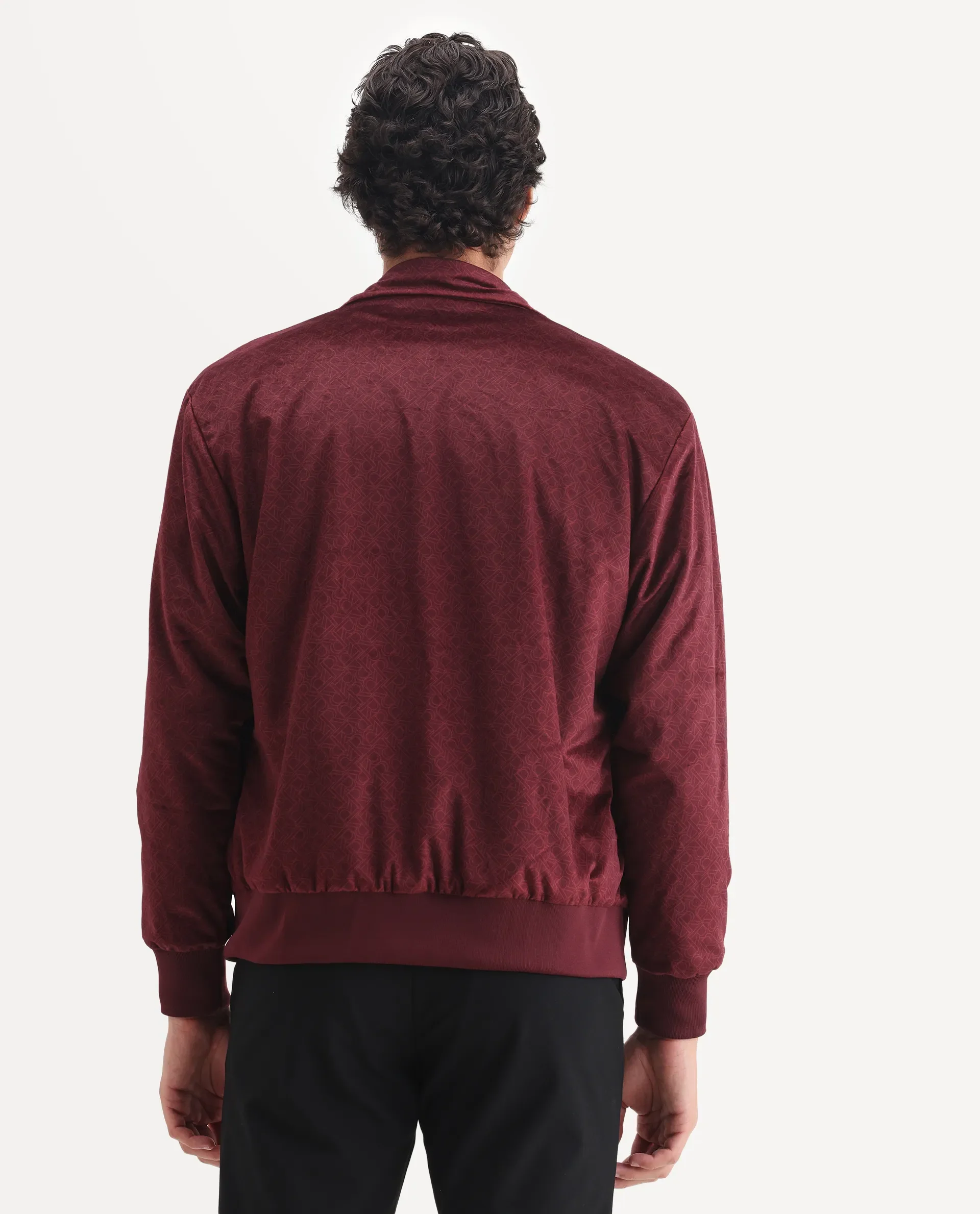 Rare Rabbit Men's Adiso Dark Maroon Polyester Fabric Spread Collar Regular Graphic Print Jacket - Image 7