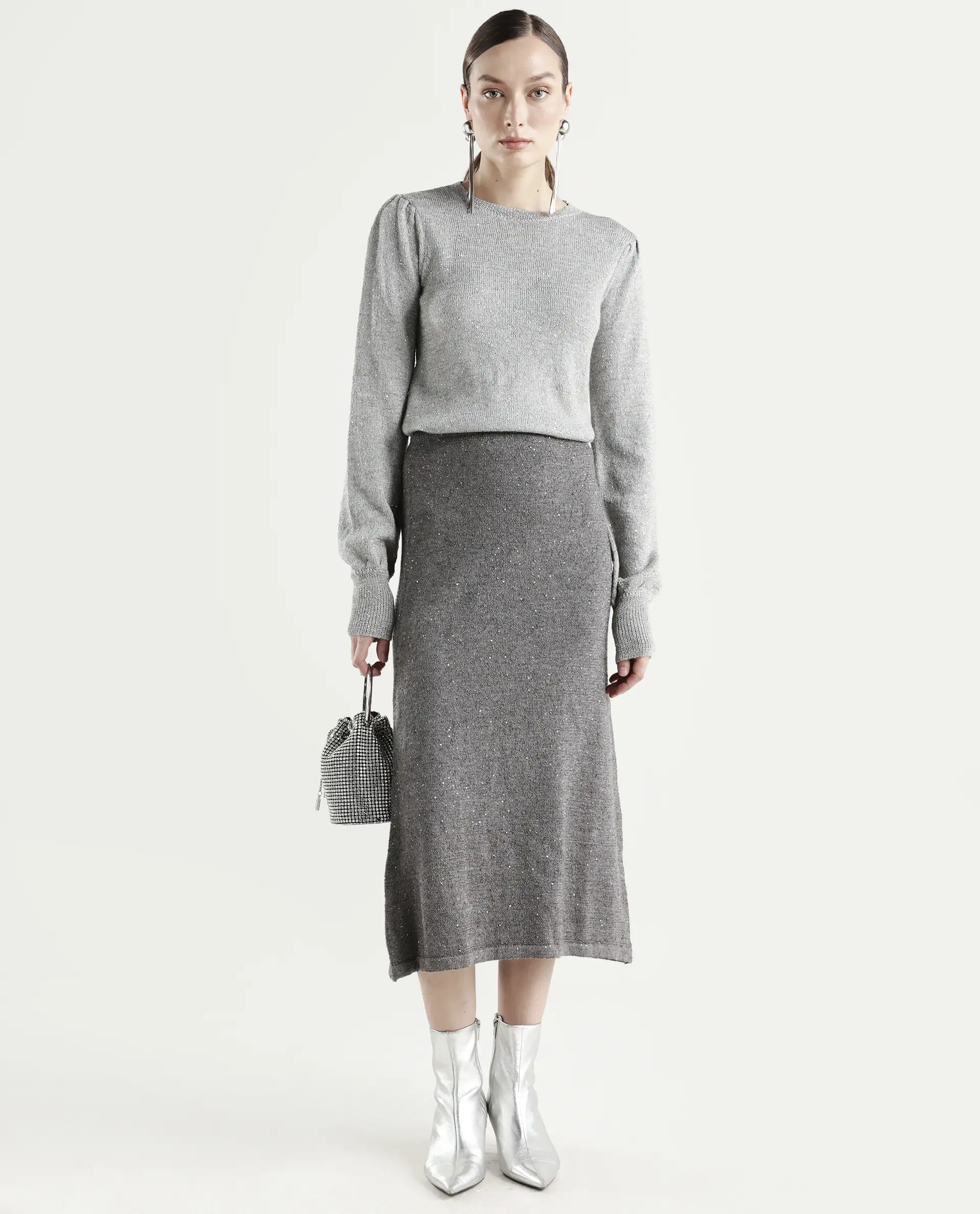 Rareism Women's Adiyaman T Grey Polyester Crew Neck Plain Regular Fit Sweater - Image 2