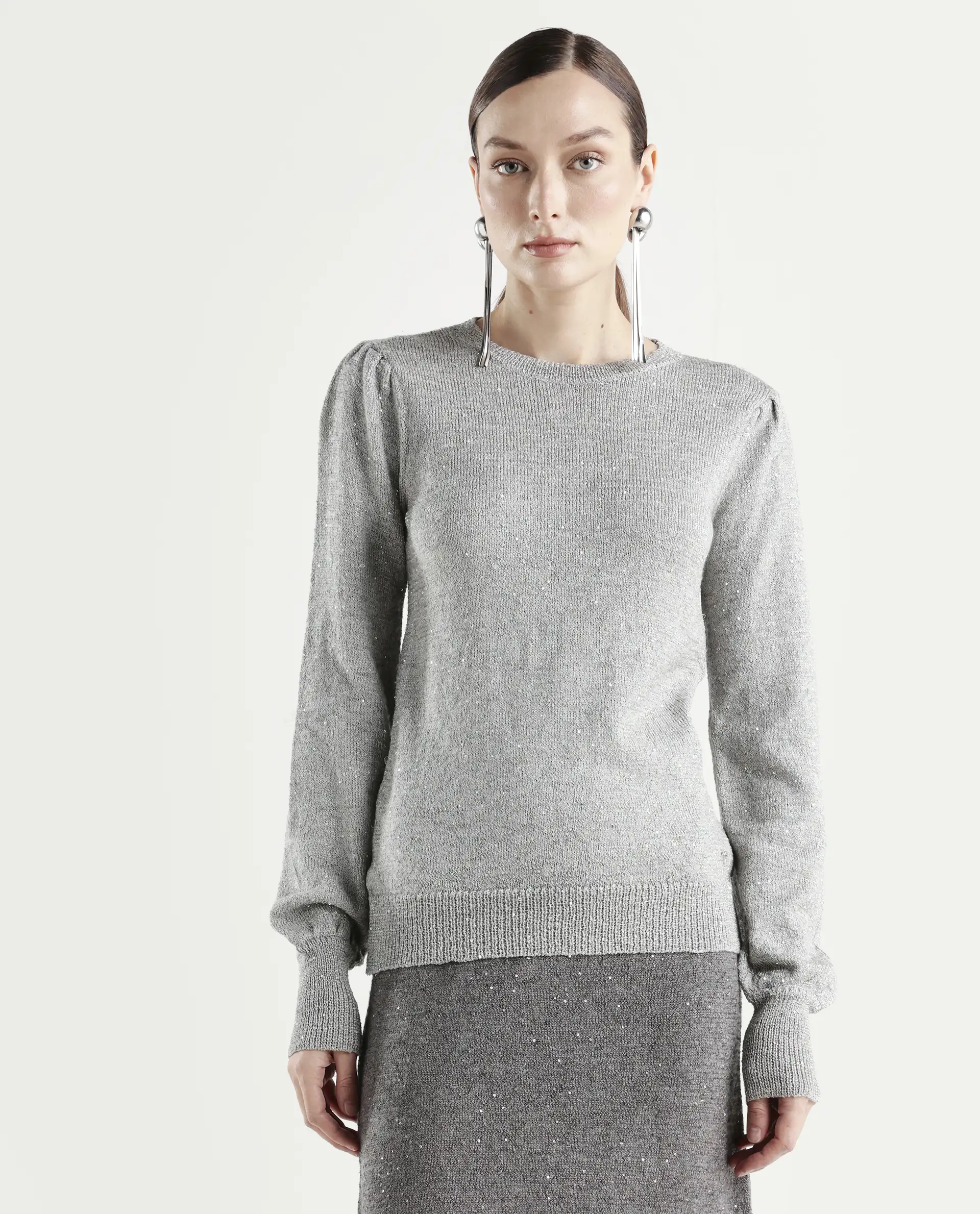 Rareism Women's Adiyaman T Grey Polyester Crew Neck Plain Regular Fit Sweater - Image 3