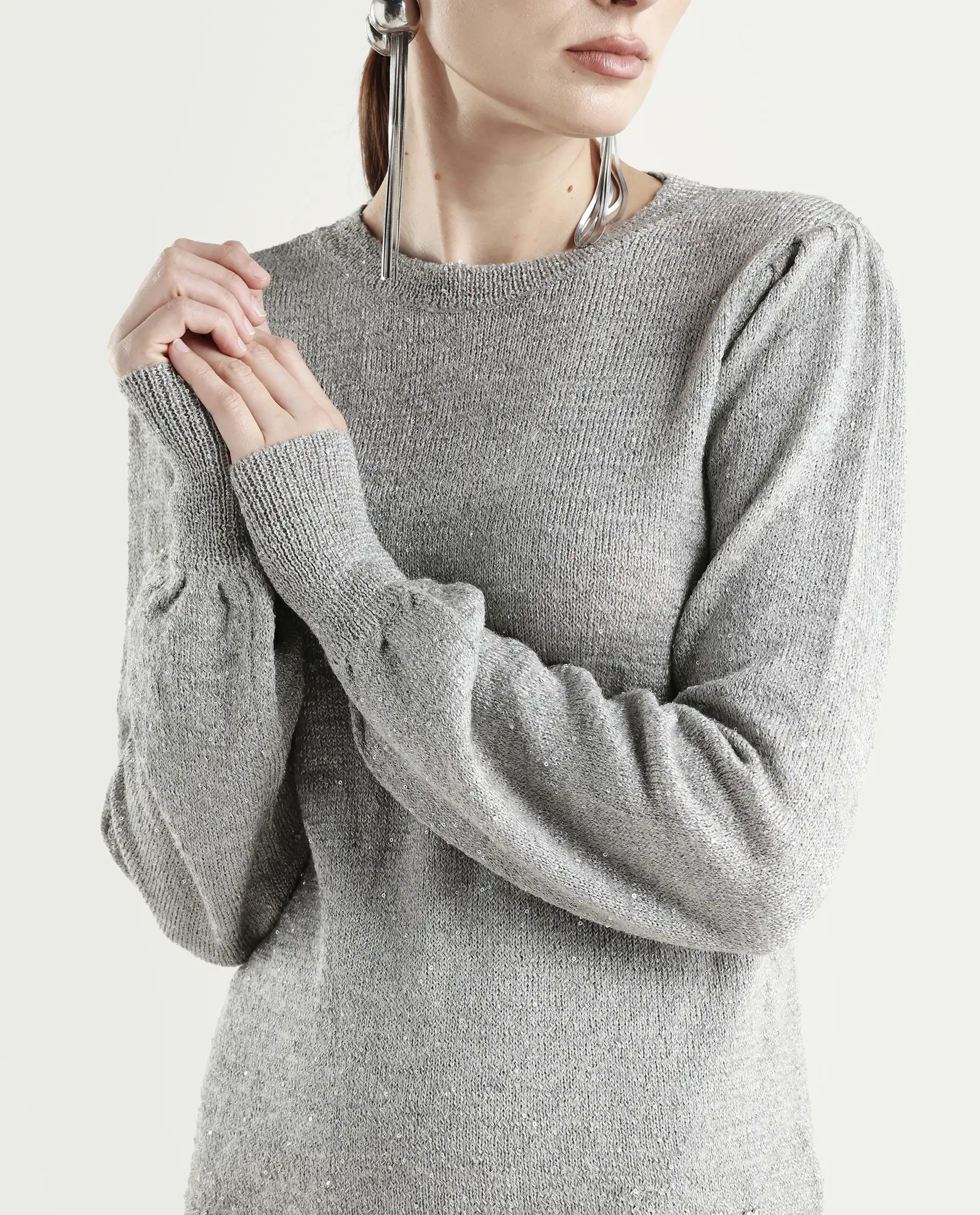 Rareism Women's Adiyaman T Grey Polyester Crew Neck Plain Regular Fit Sweater - Image 4