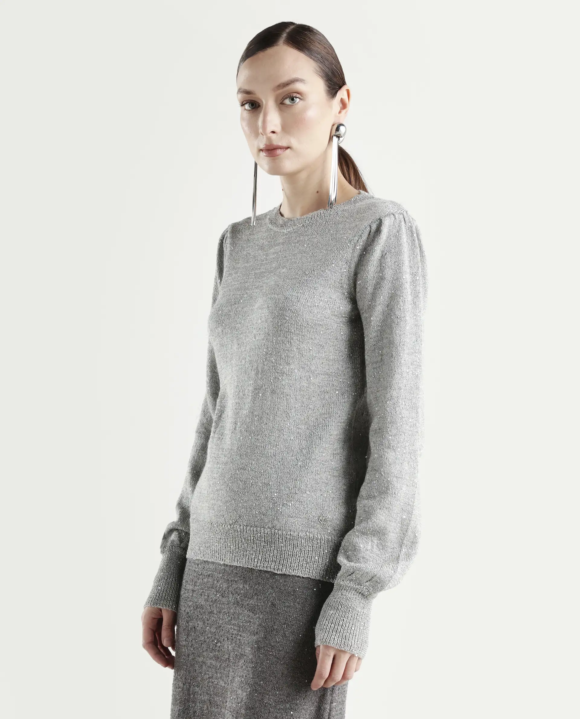 Rareism Women's Adiyaman T Grey Polyester Crew Neck Plain Regular Fit Sweater - Image 5