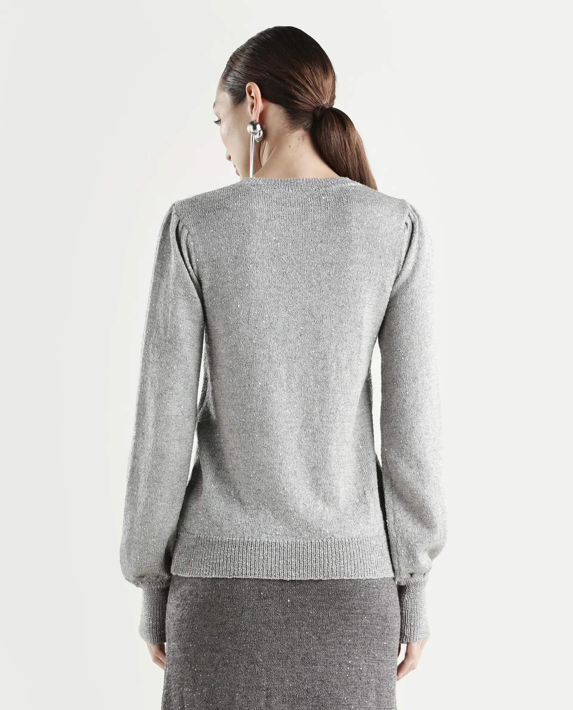 Rareism Women's Adiyaman T Grey Polyester Crew Neck Plain Regular Fit Sweater - Image 7