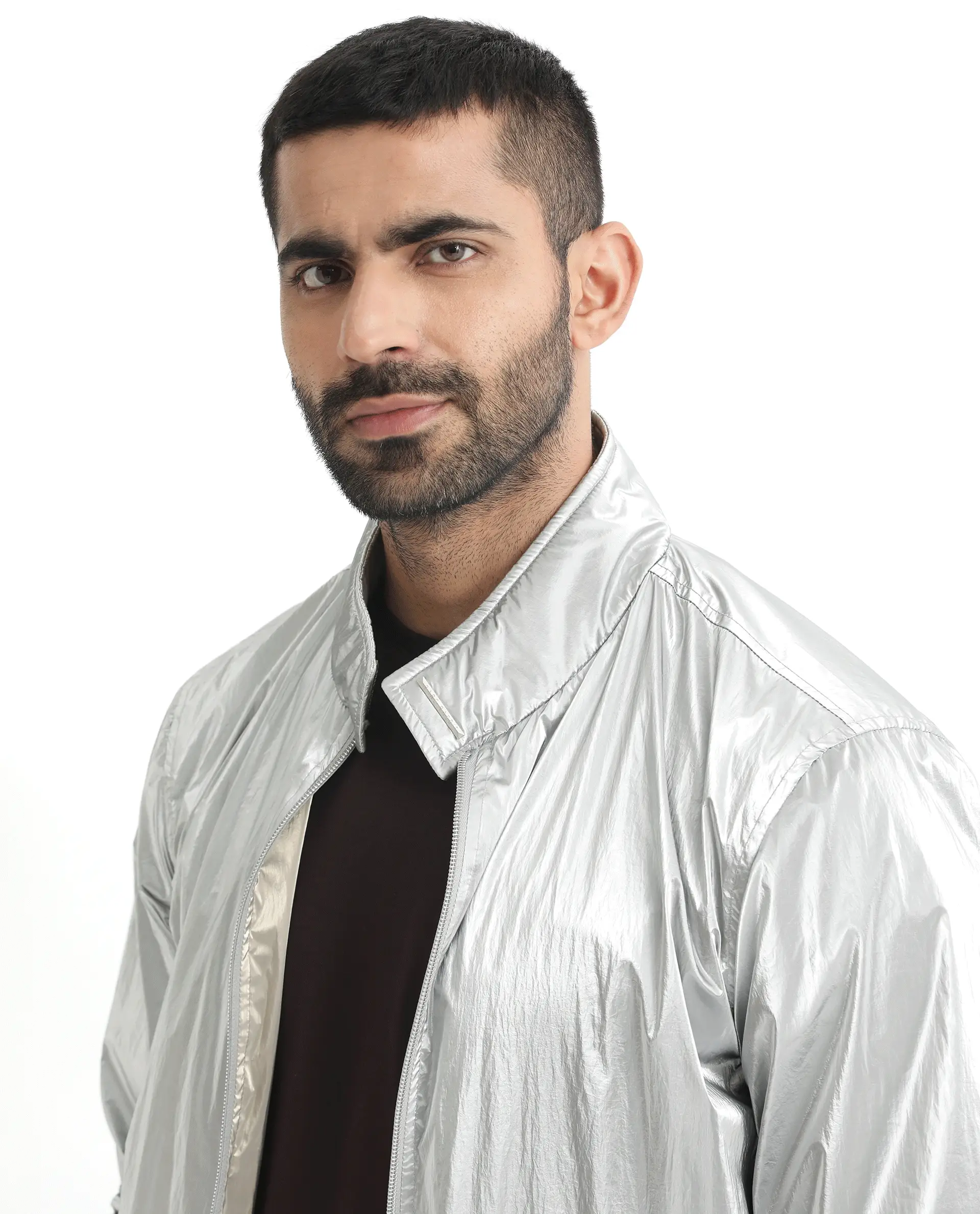 Rare Rabbit Men's Adler Gold Polyester Plain Regular Fit Full Sleeve Mandarin Collar Jacket - Image 4
