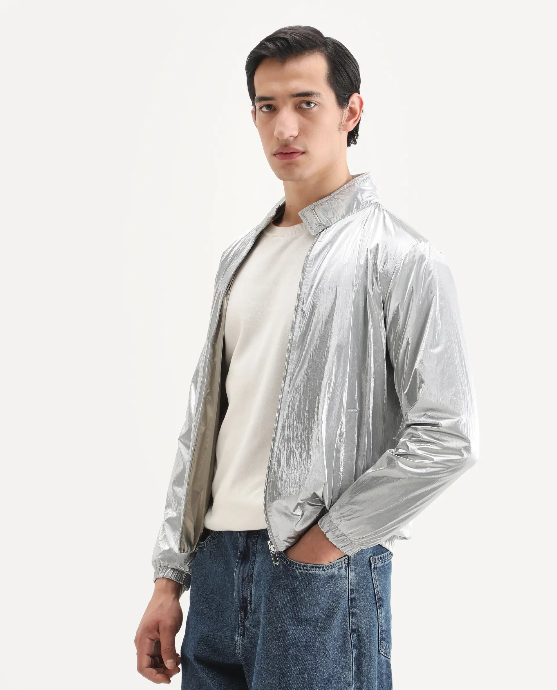Rare Rabbit Men's Adler Gold Polyester Plain Regular Fit Full Sleeve Mandarin Collar Jacket - Image 6