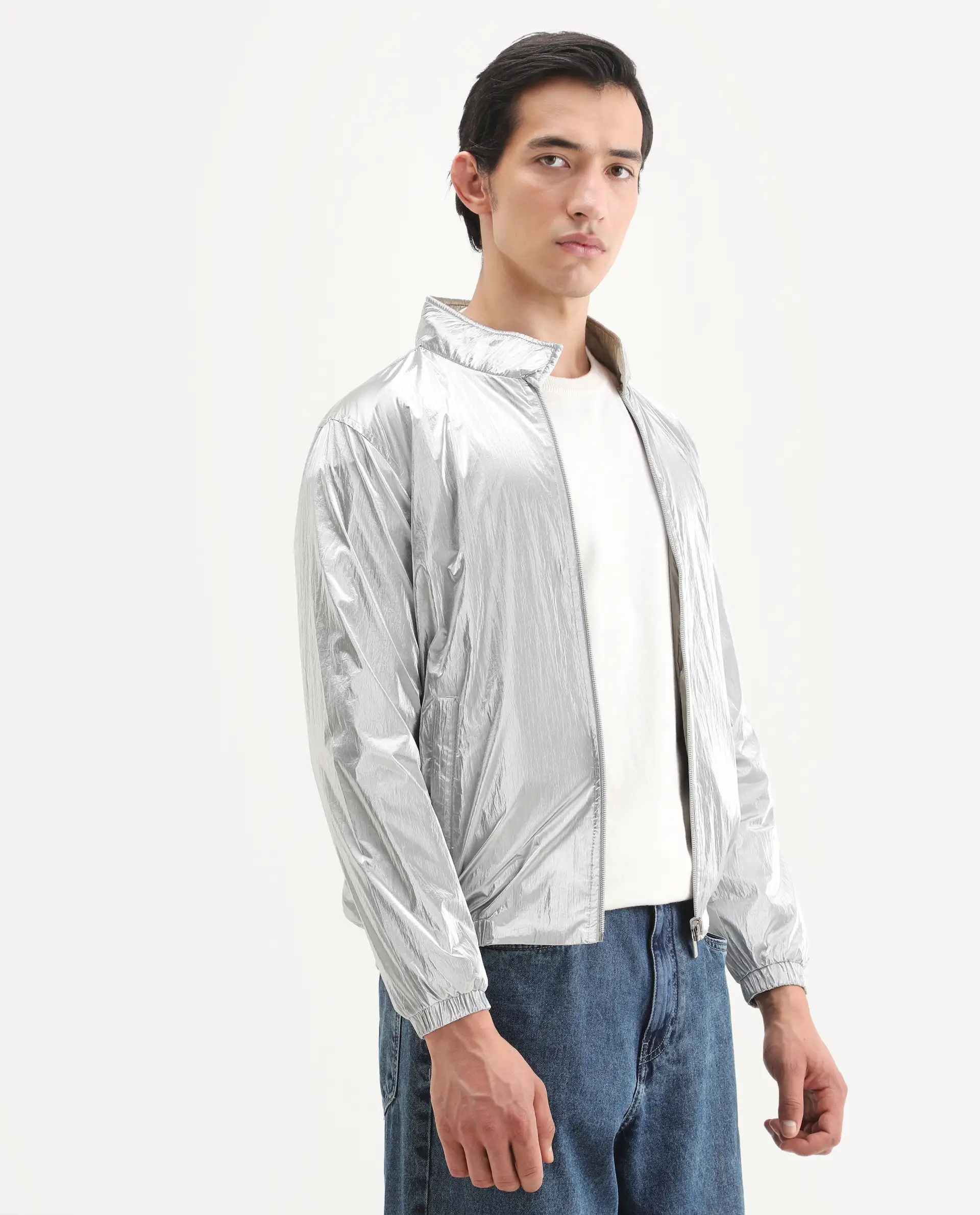 Rare Rabbit Men's Adler Gold Polyester Plain Regular Fit Full Sleeve Mandarin Collar Jacket - Image 7