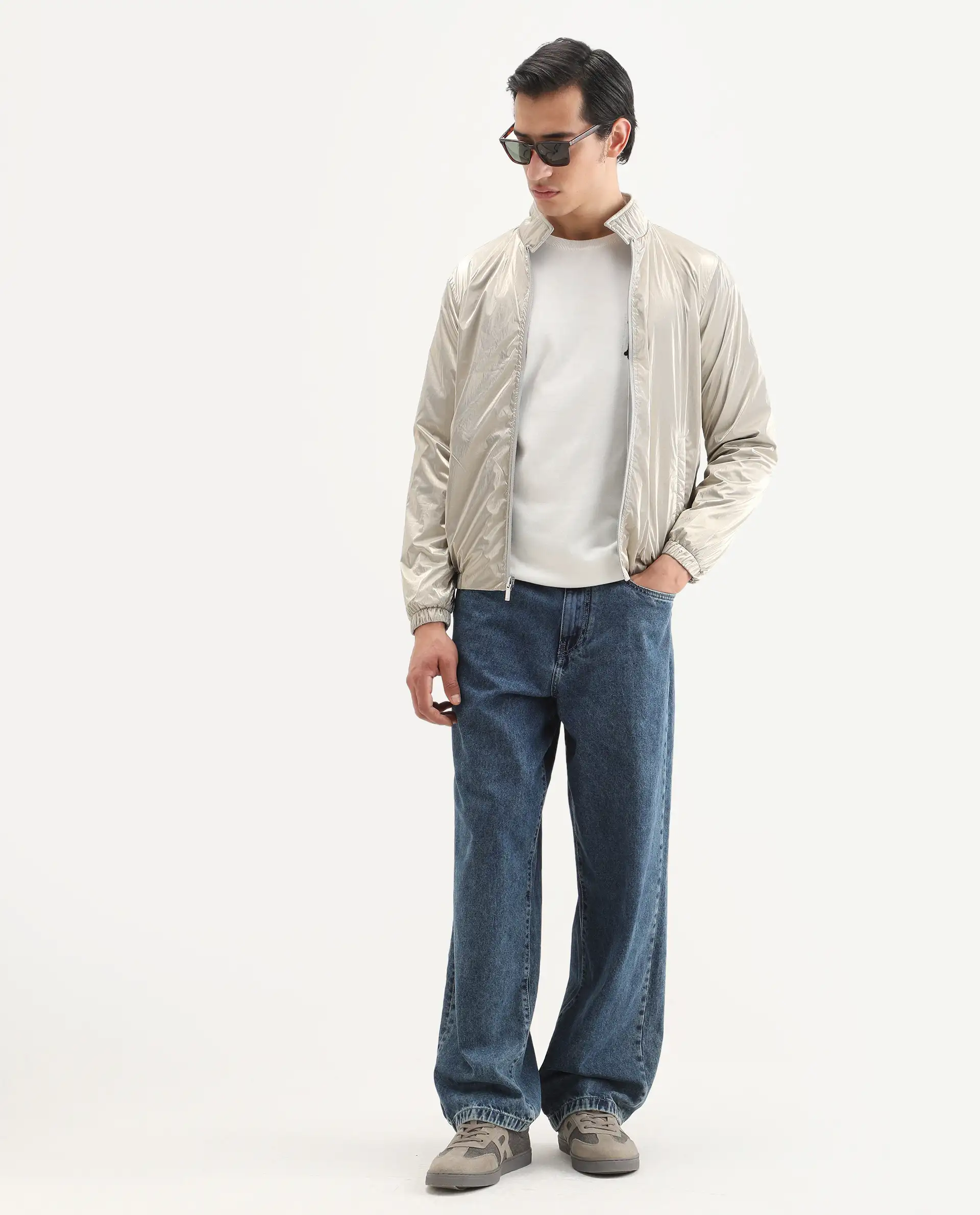 Rare Rabbit Men's Adler Gold Polyester Plain Regular Fit Full Sleeve Mandarin Collar Jacket - Image 9
